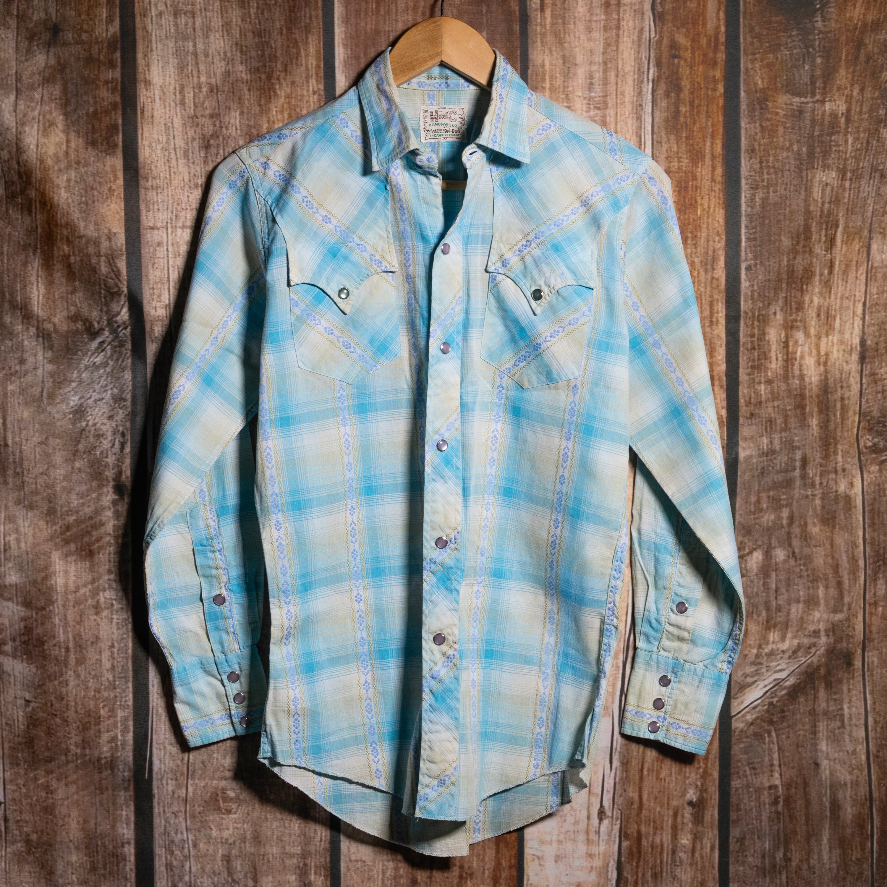 Vintage H Bar C California Ranchwear Check Dan River Fabric Western Shirt