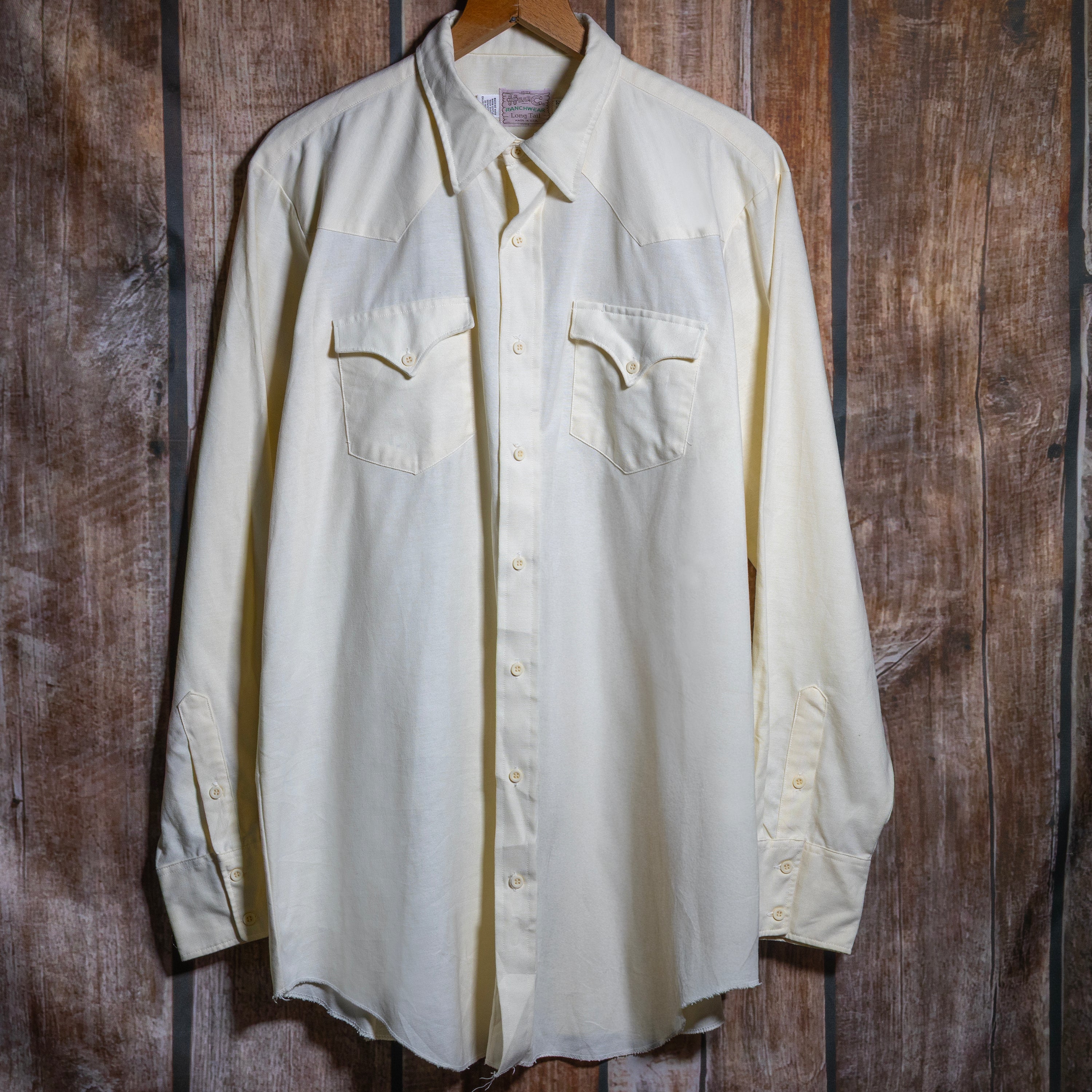 Vintage H Bar C California Ranchwear Cream Cotton Western Shirt XL