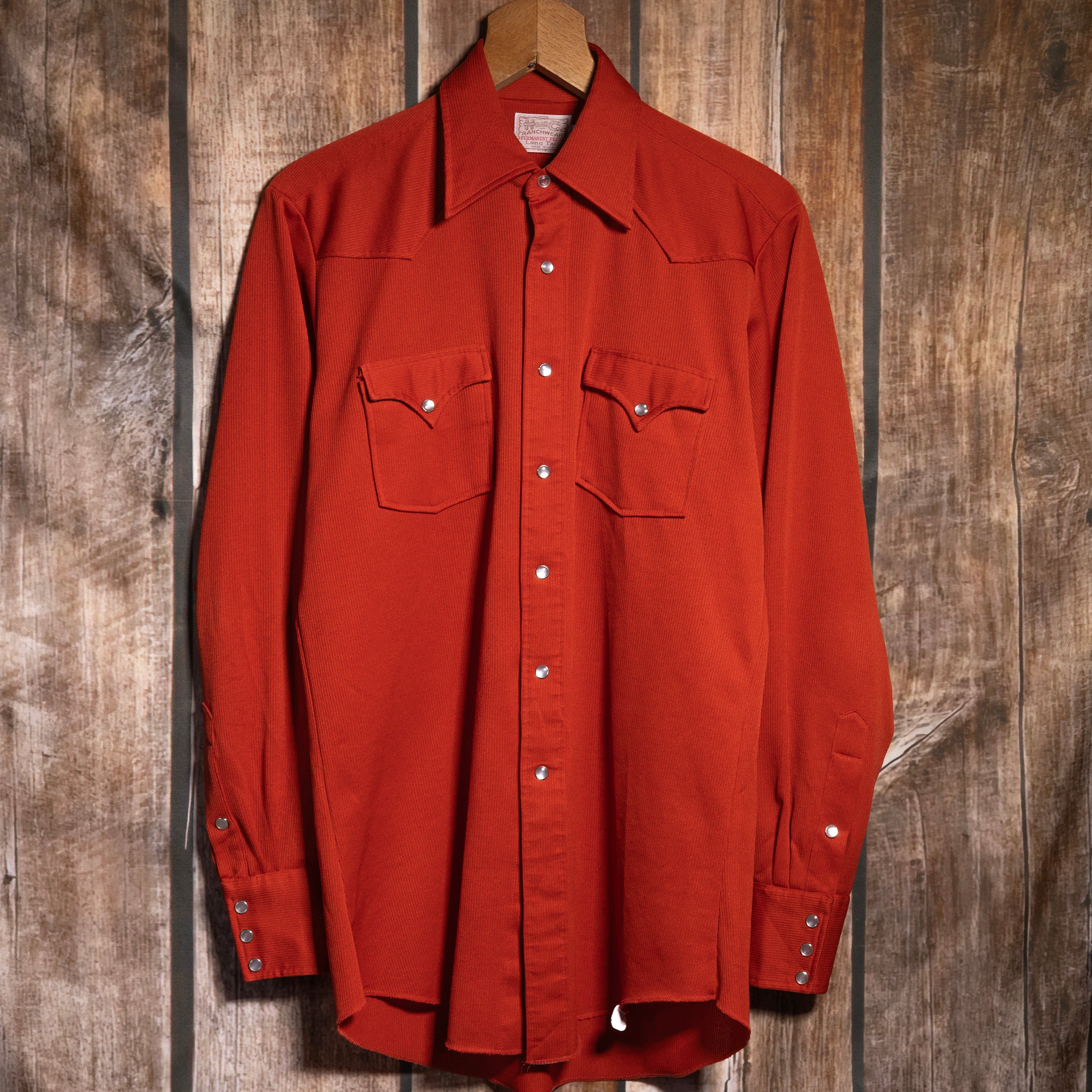 Vintage 1970s H Bar C California Ranchwear Red Western Shirt L