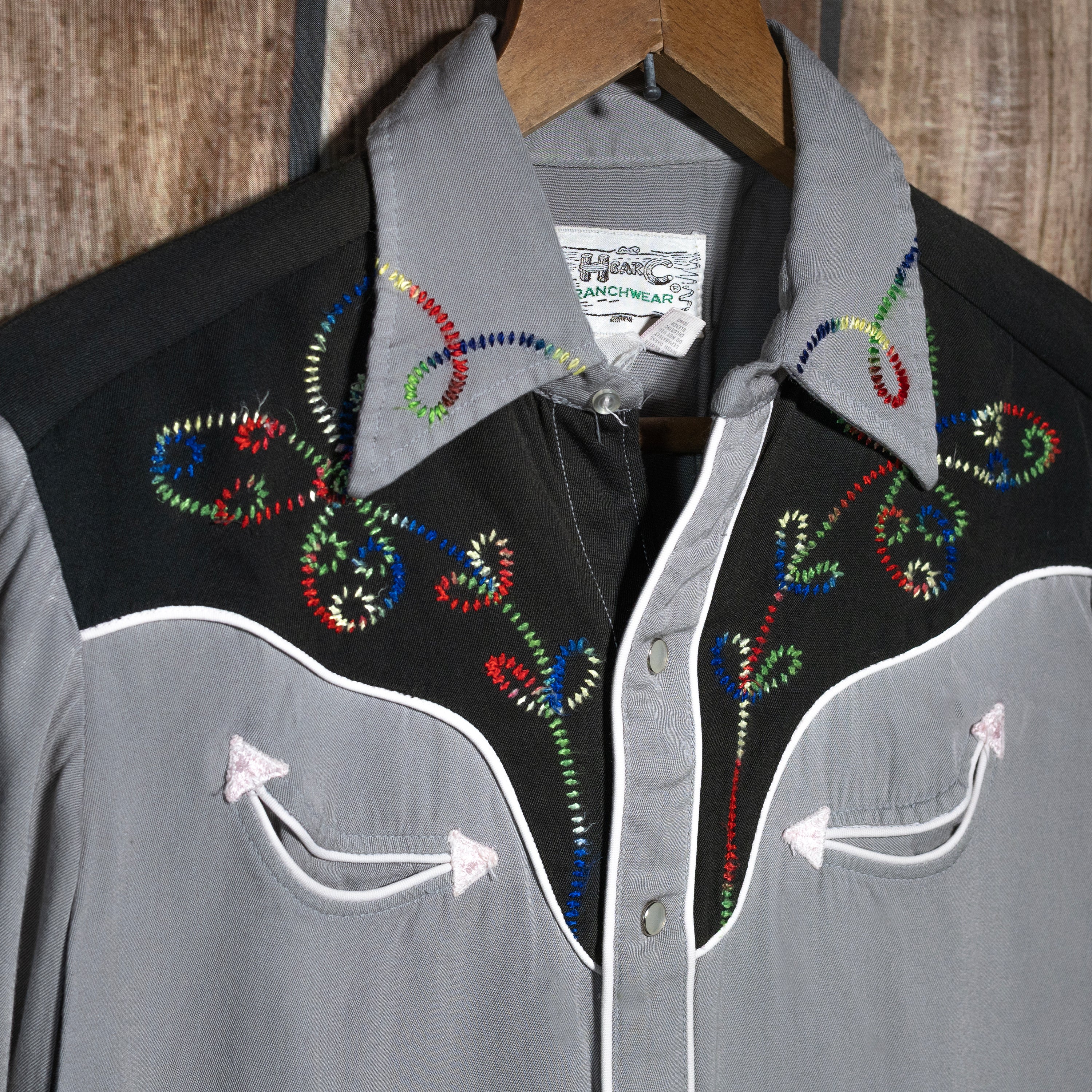 1950s Vintage H Bar C Ranchwear Grey Gabardine Western Shirt