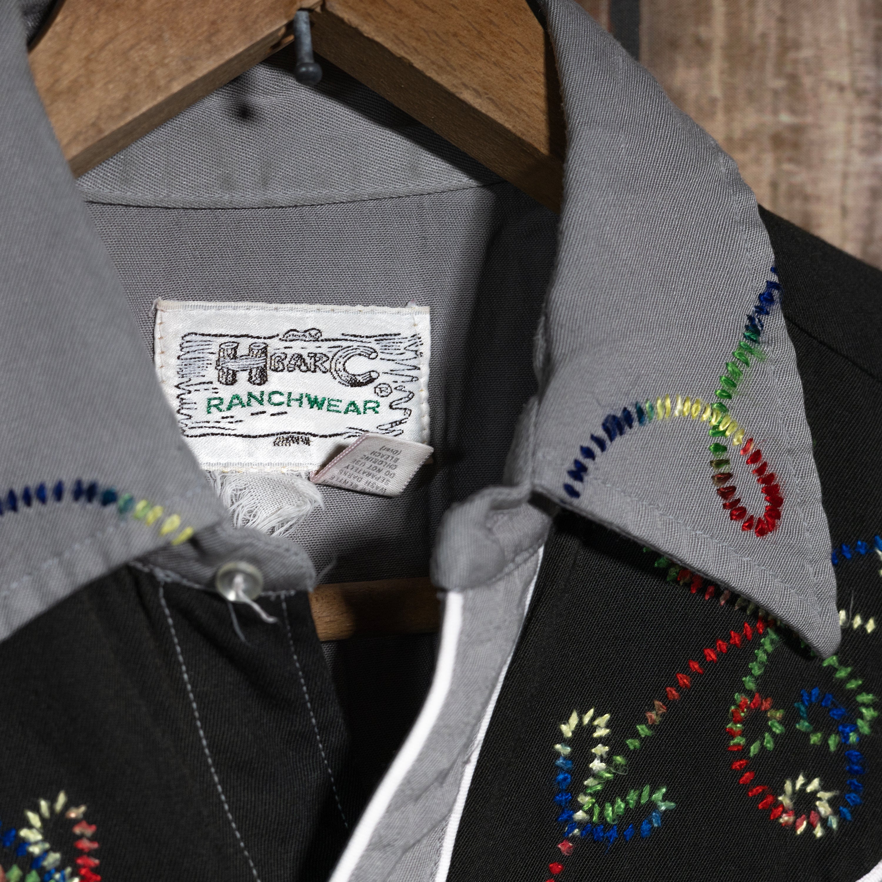1950s Vintage H Bar C Ranchwear Grey Gabardine Western Shirt