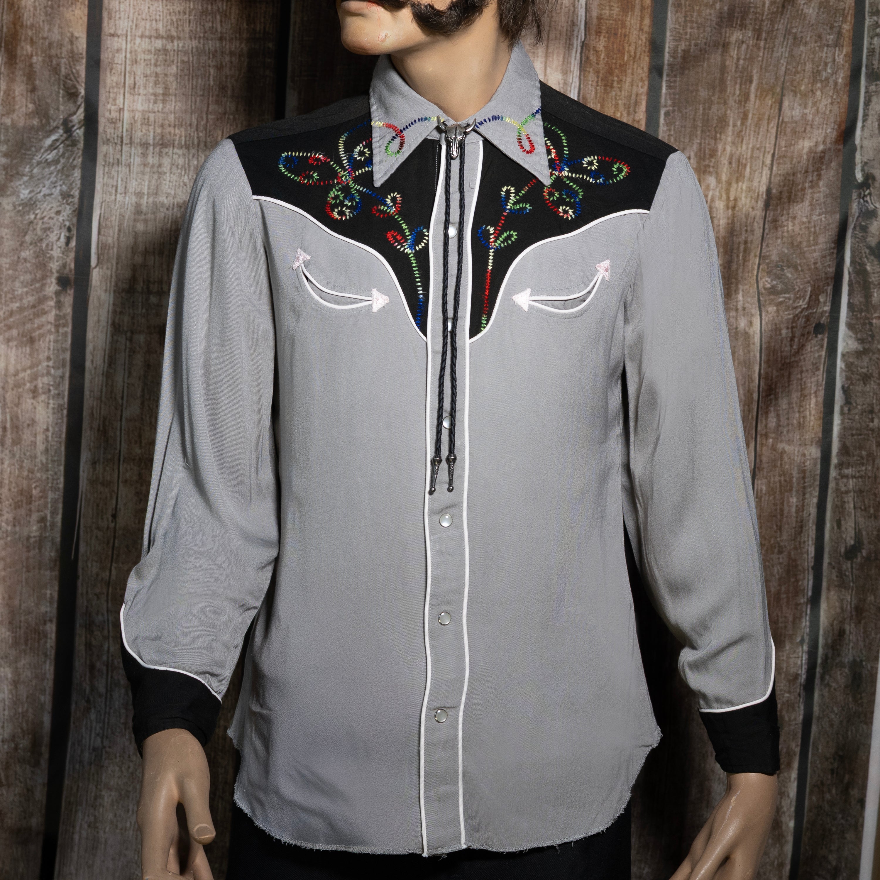 1950s Vintage H Bar C Ranchwear Grey Gabardine Western Shirt