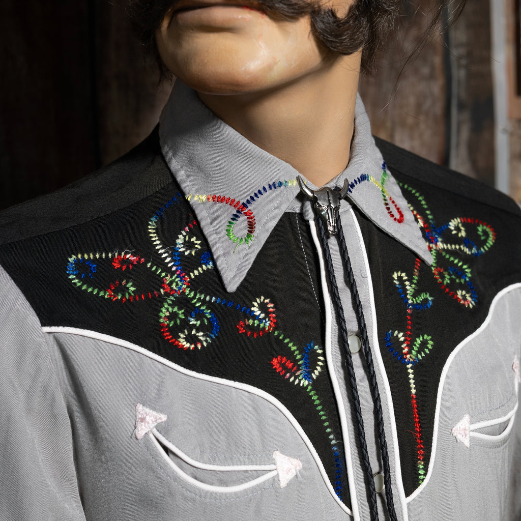1950s Vintage H Bar C Ranchwear Grey Gabardine Western Shirt