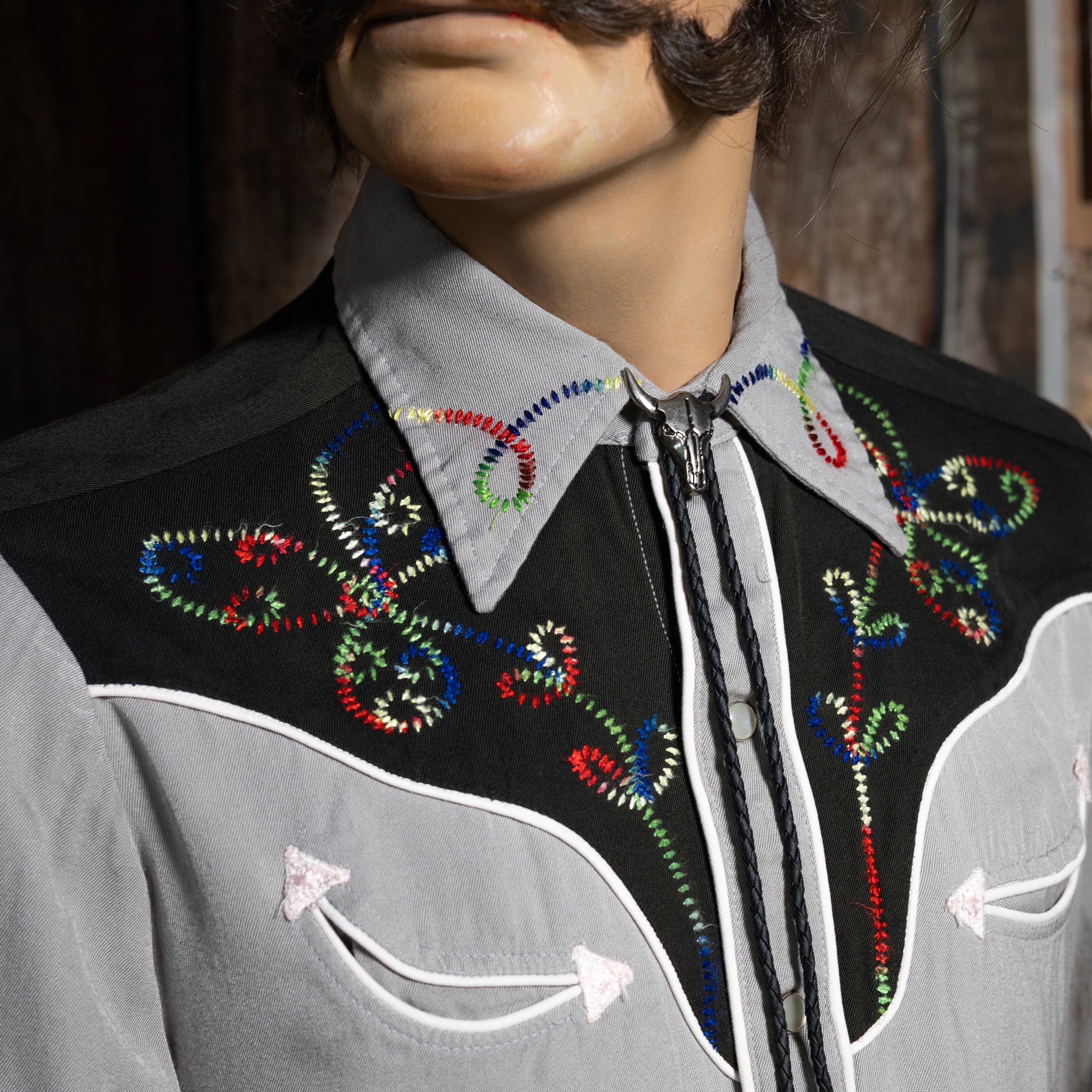 1950s Vintage H Bar C Ranchwear Grey Gabardine Western Shirt