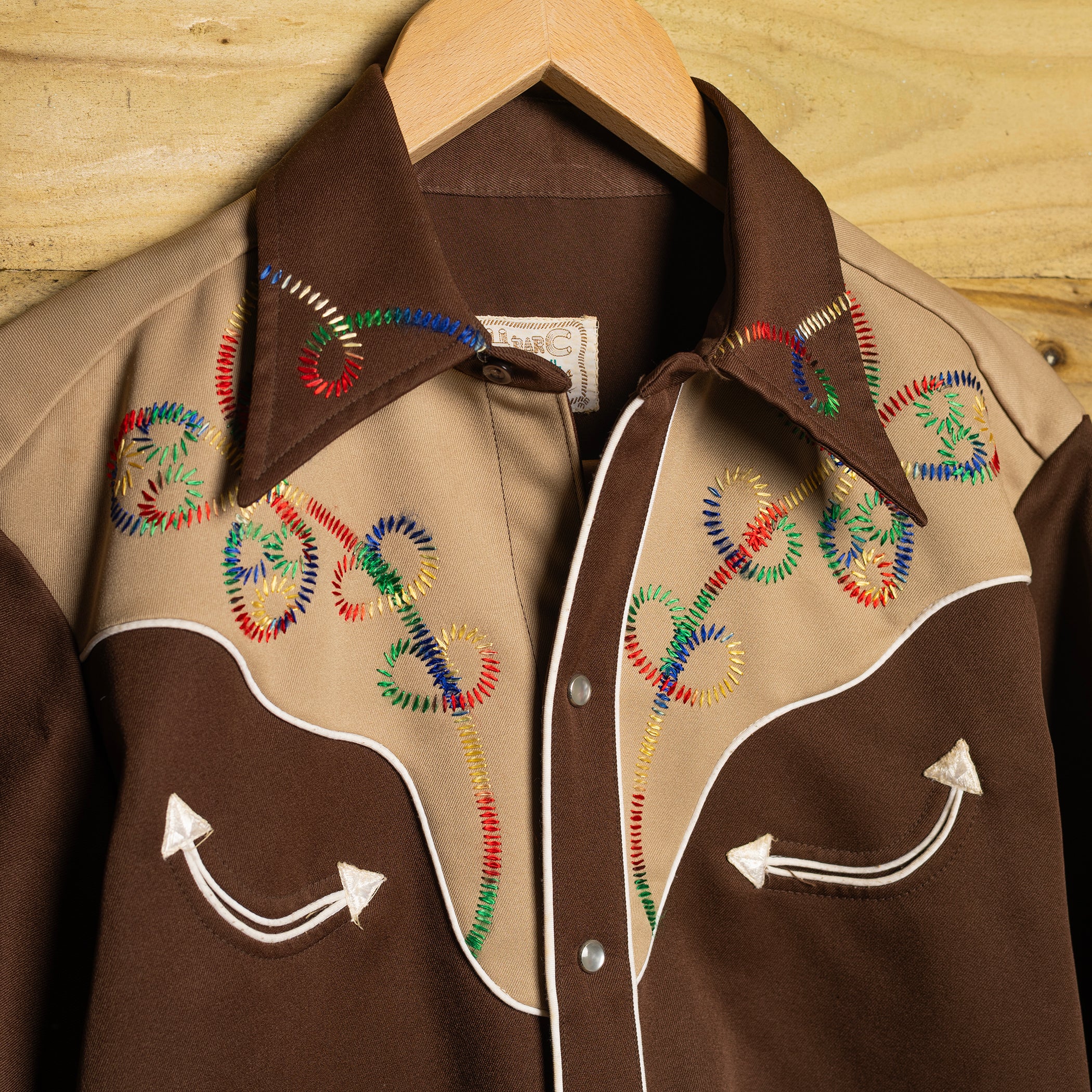 Vintage H Bar C California Ranchwear Brown Embroidered Western Shirt M