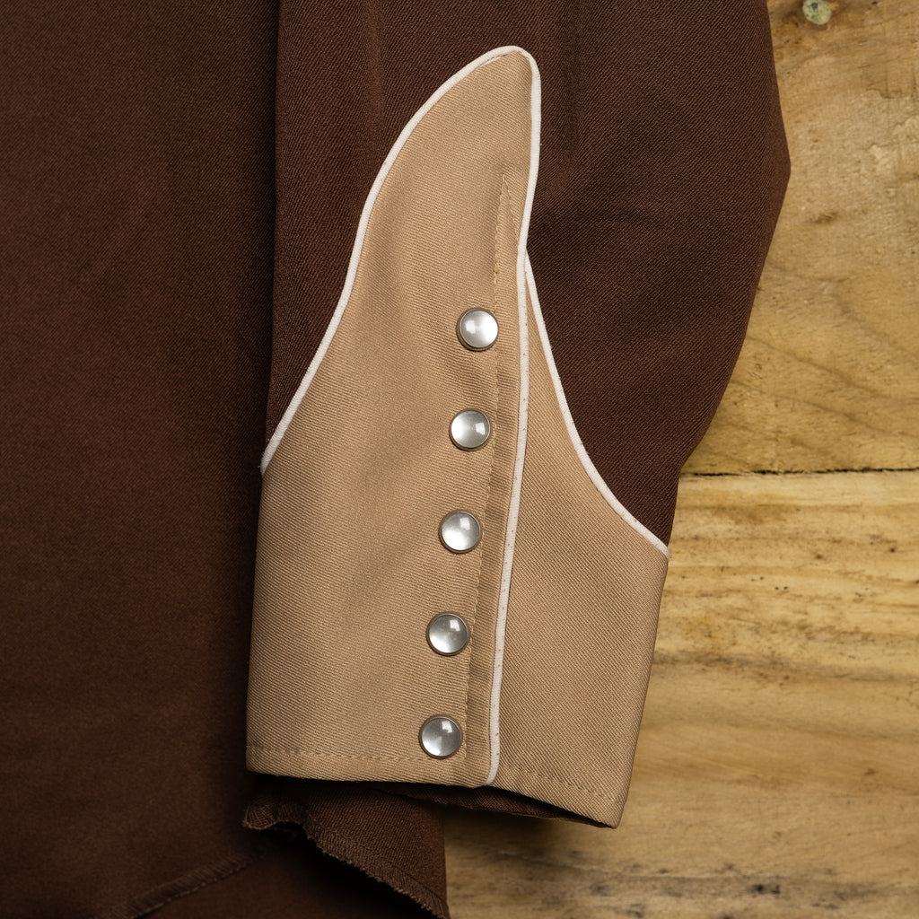 Vintage H Bar C California Ranchwear Brown Embroidered Western Shirt - Pearl Snaps - Size M