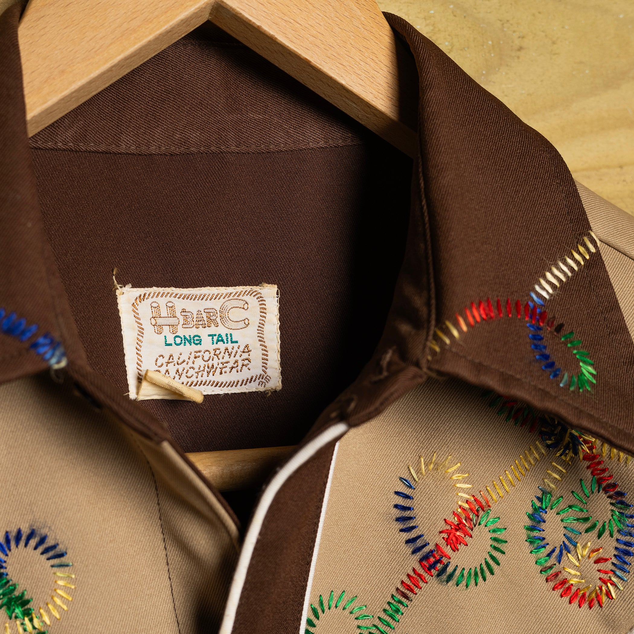 Vintage H Bar C California Ranchwear Brown Embroidered Western Shirt M