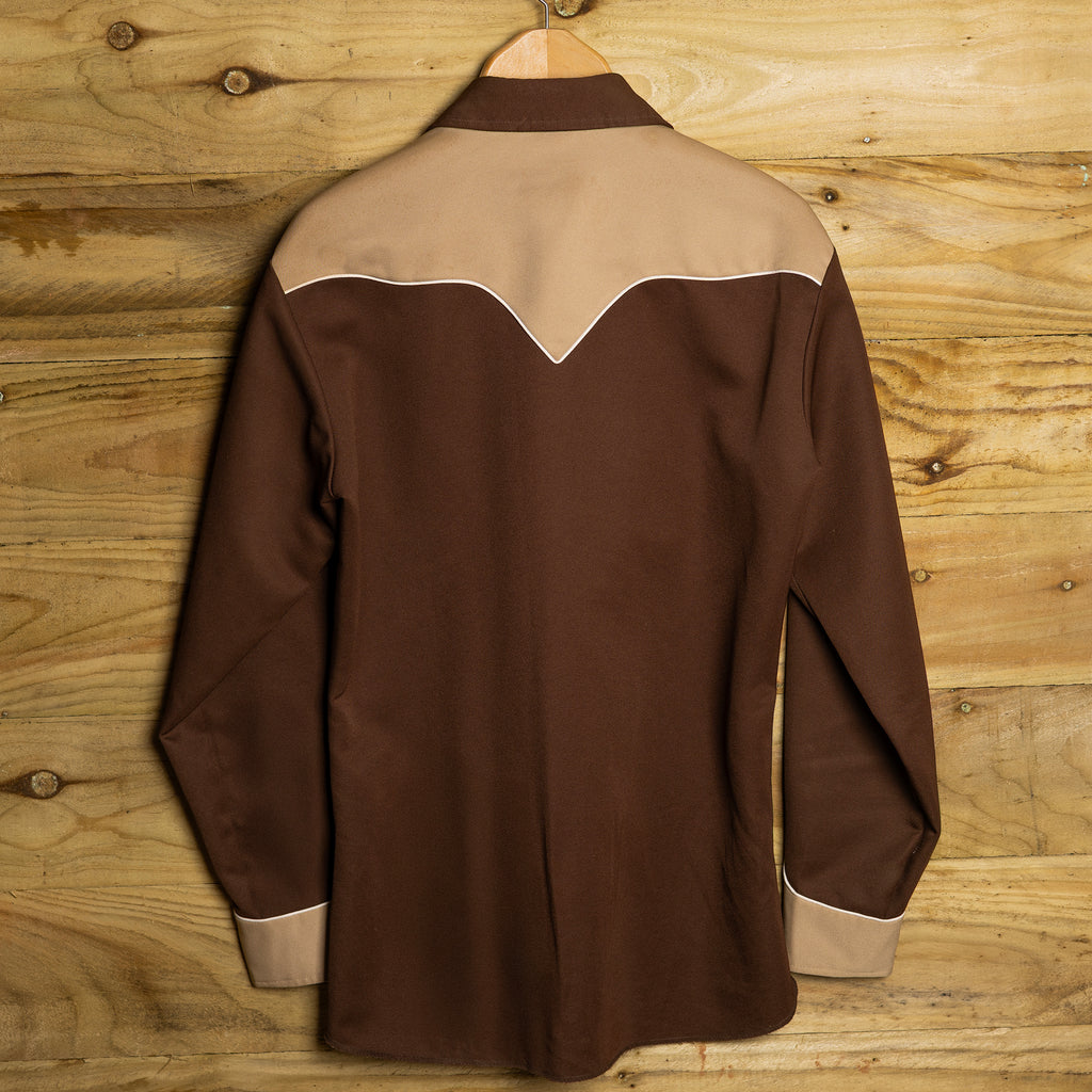 Vintage H Bar C California Ranchwear Brown Embroidered Western Shirt - Pearl Snaps - Size M