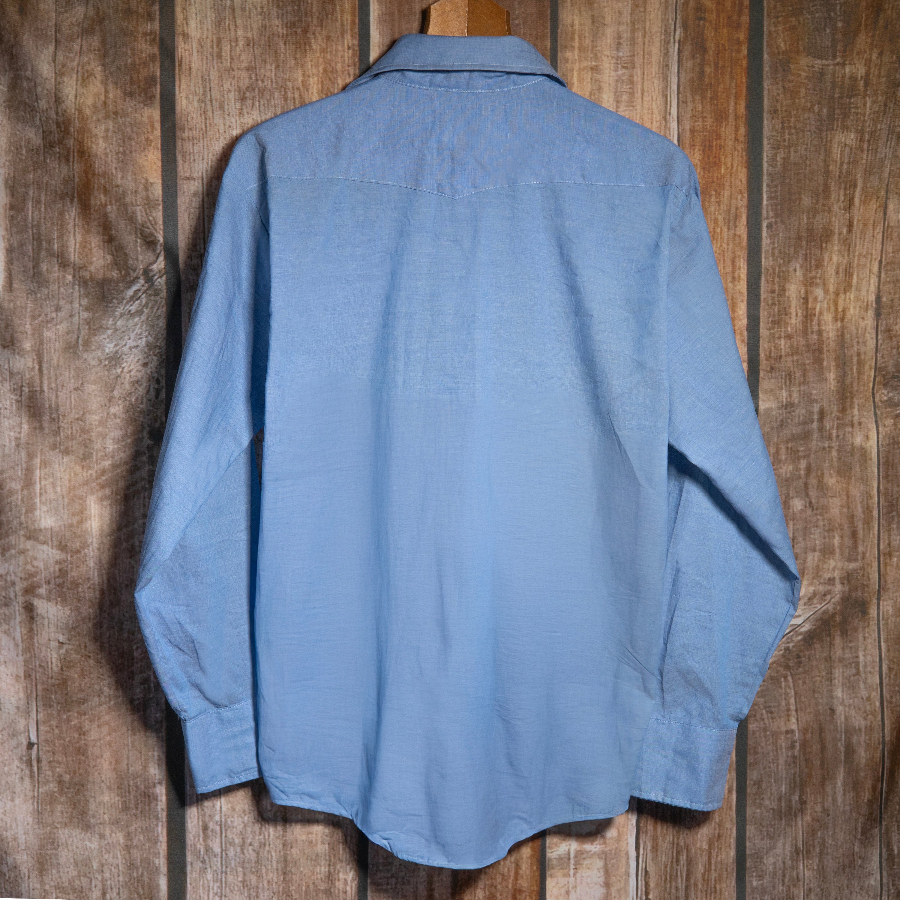 Vintage Bronco Embroidered Blue Western Long Line Shirt
