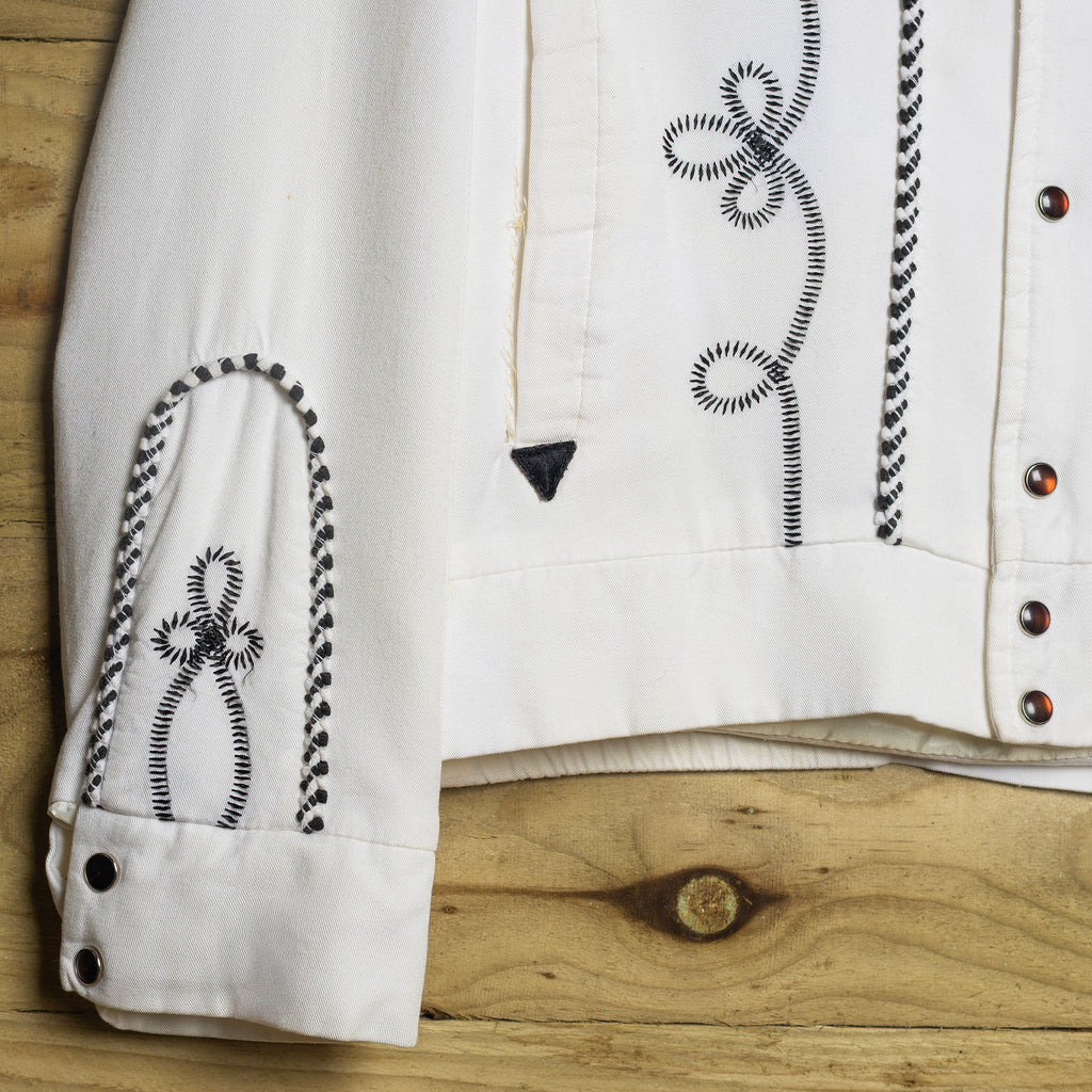 1950s Vintage California Ranchwear Cream Bolero Jacket - Pearl Snaps - Size M - Museum Quality