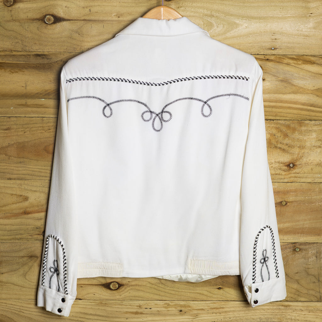 1950s Vintage California Ranchwear Cream Bolero Jacket - Pearl Snaps - Size M - Museum Quality
