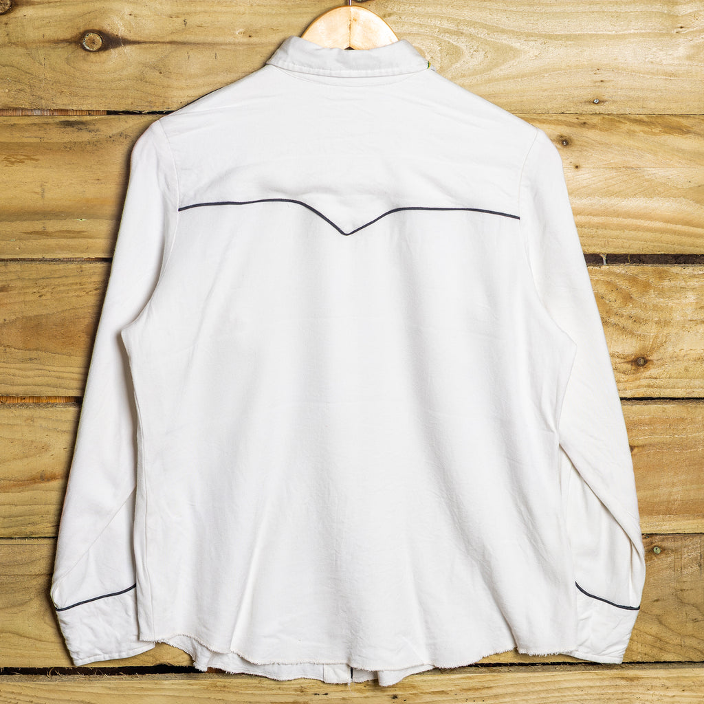 Rare 1950s Vintage California Ranchwear Embroidered Cream Pearl Snap Western Shirt – Size M
