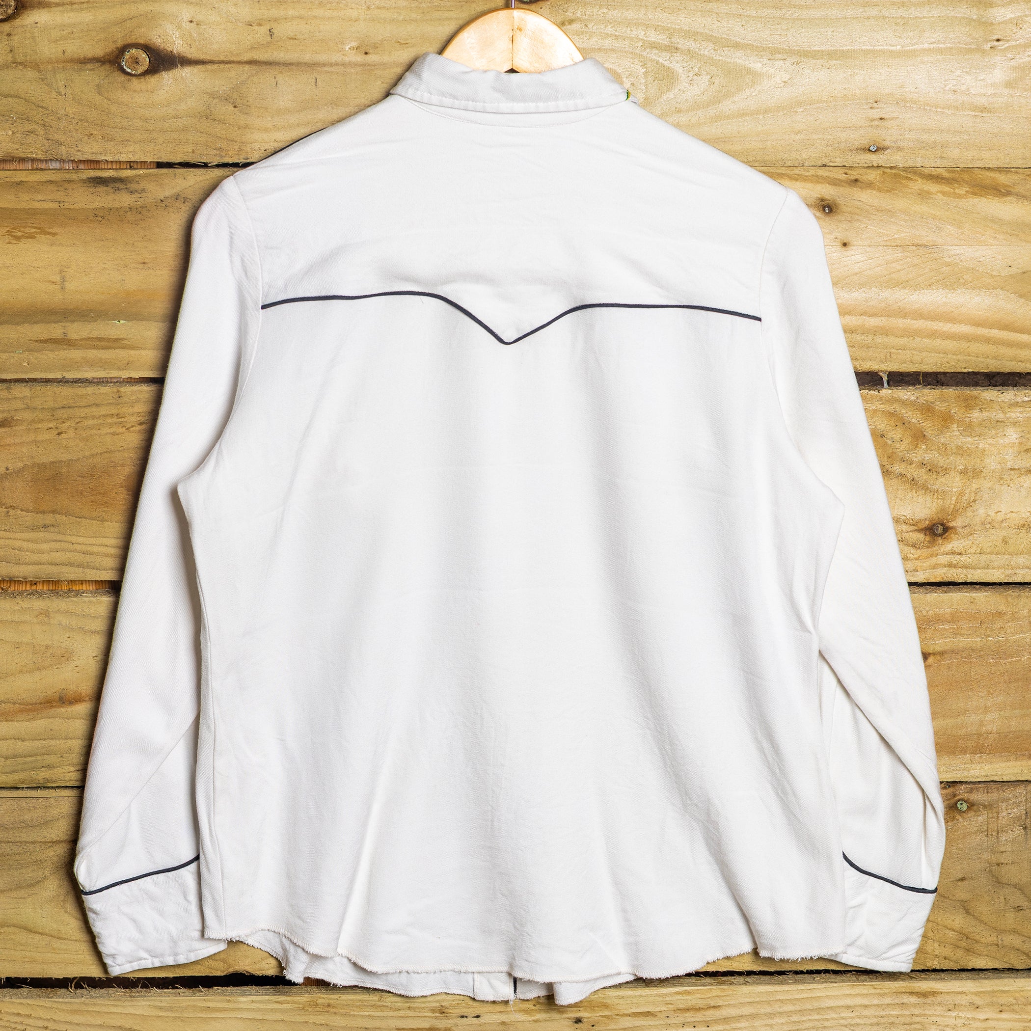 Rare 1950s Vintage California Ranchwear Embroidered Cream Pearl Snap Western Shirt – Size M