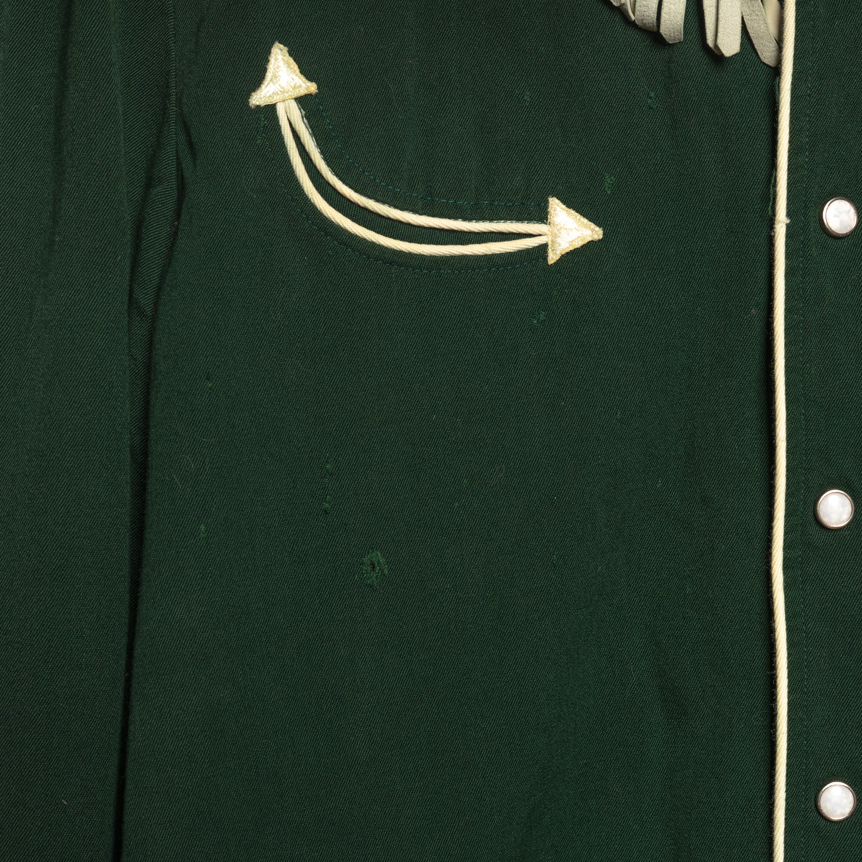 Vintage 1950s California Ranchwear Green Gabardine Cactus Embroidered Western Shirt | Size L