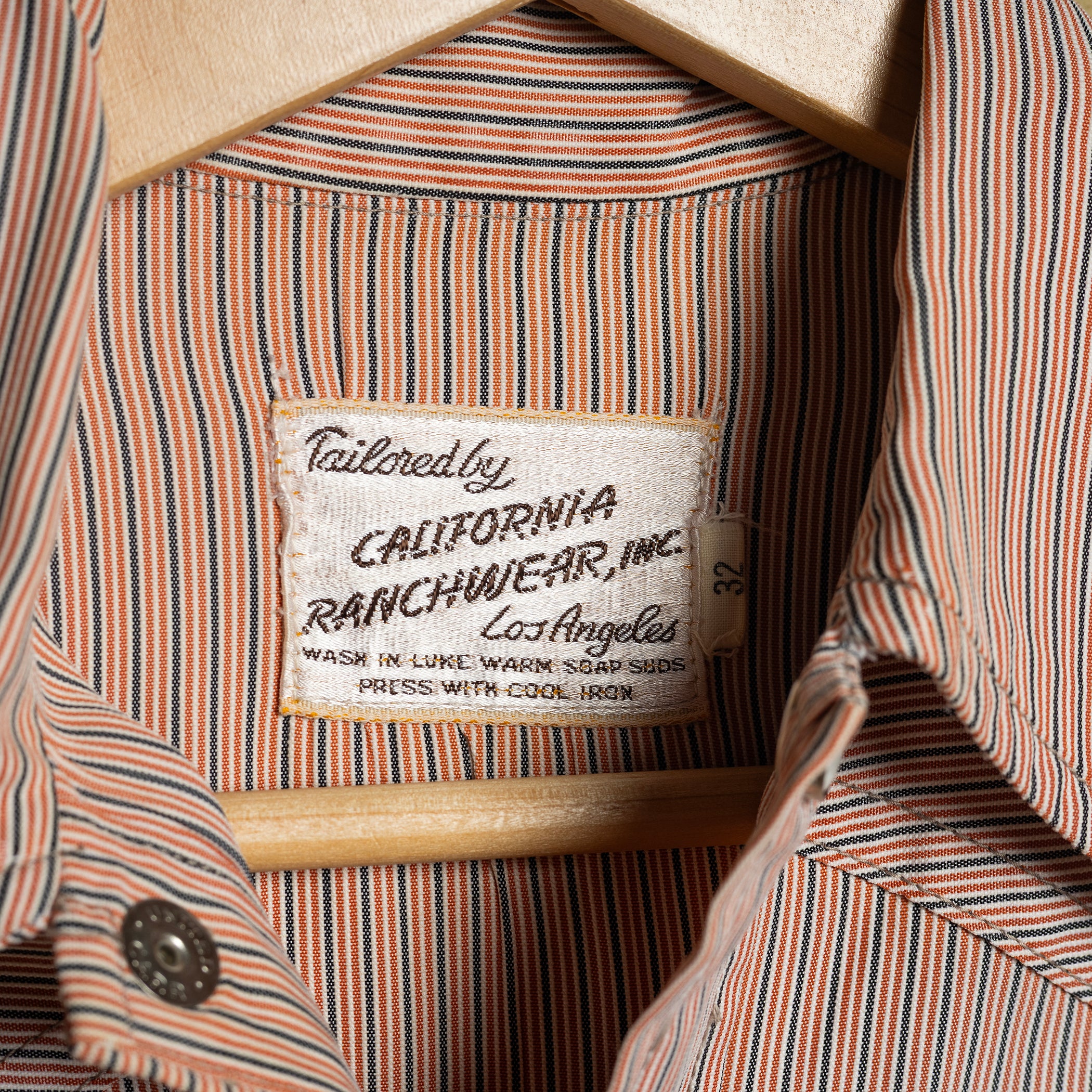 Vintage 1950s/60s California Ranchwear Striped Cowboy Shirt with Pearl Snaps & Sawtooth Pockets — S
