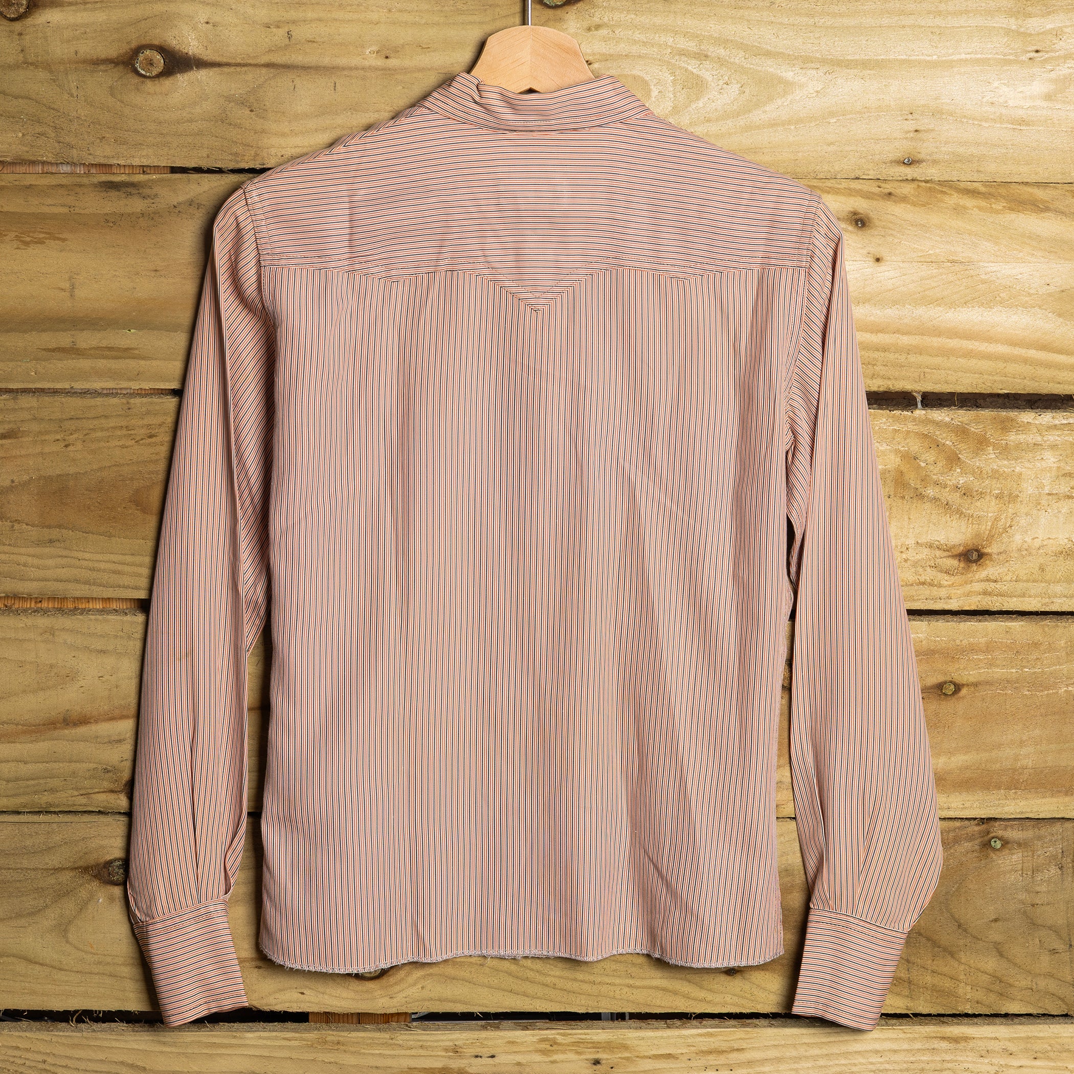 Vintage 1950s/60s California Ranchwear Striped Cowboy Shirt with Pearl Snaps & Sawtooth Pockets — S