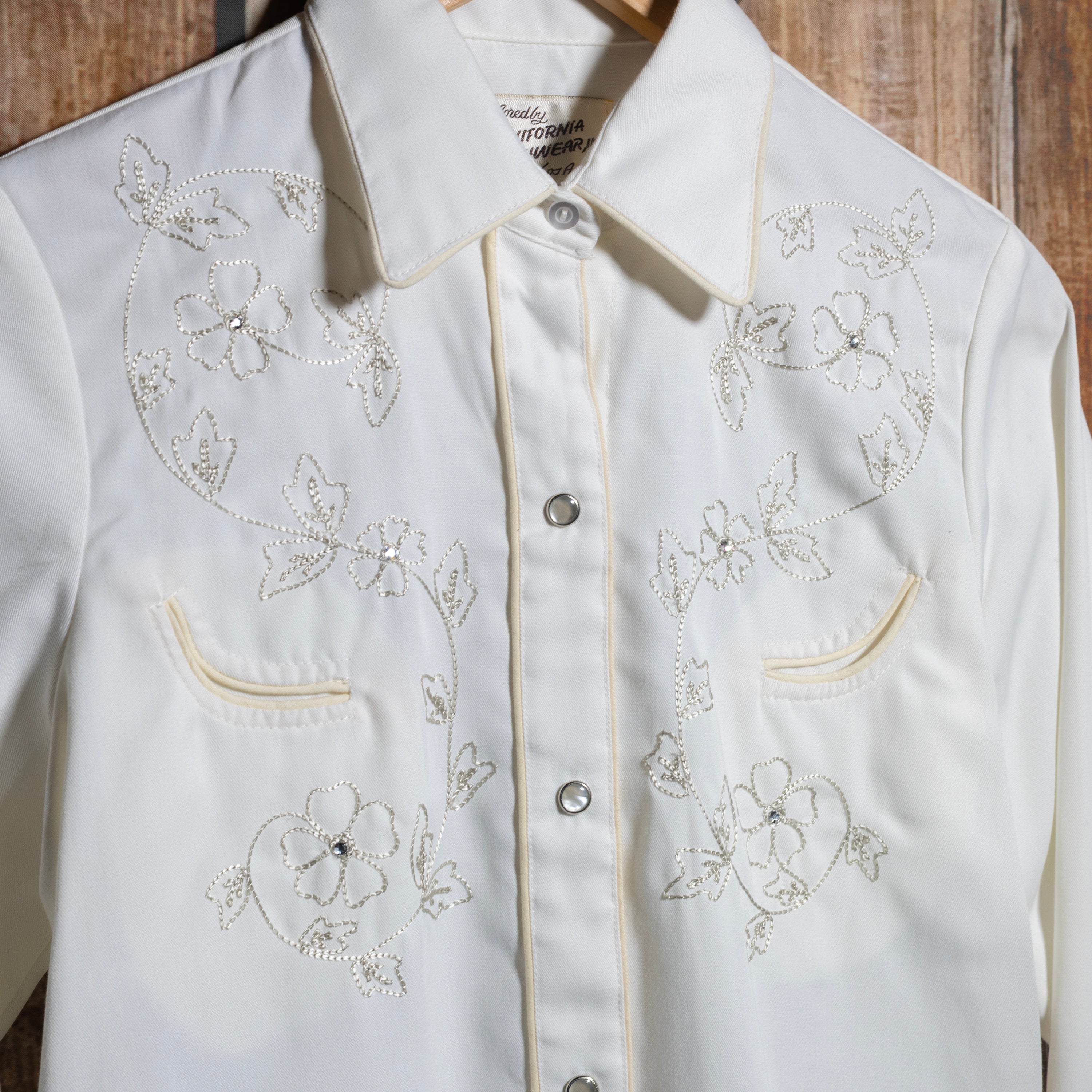 Vintage California Ranchwear Woman's Rayon White Western Shirt