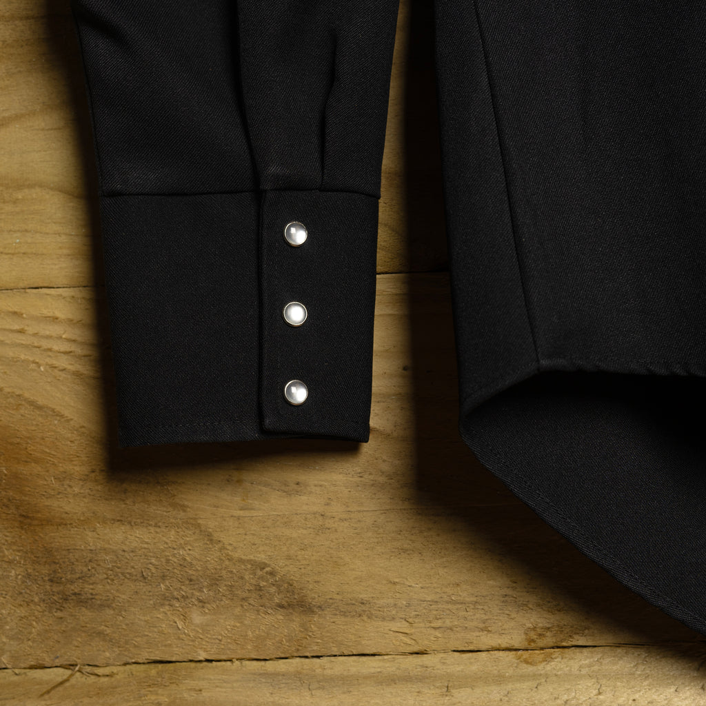 Vintage Caravan Western Wear Fringed Black Cowboy Shirt M