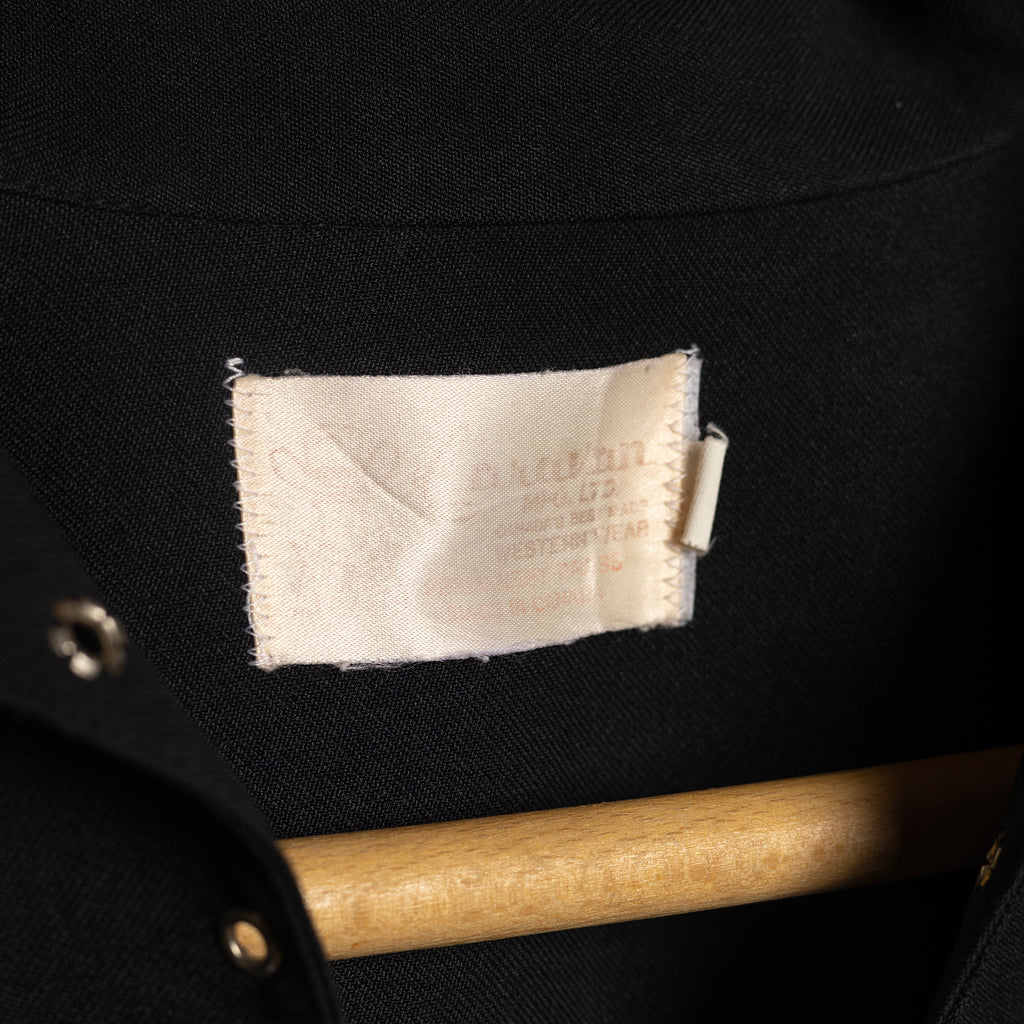 Vintage Caravan Western Wear Fringed Black Cowboy Shirt M