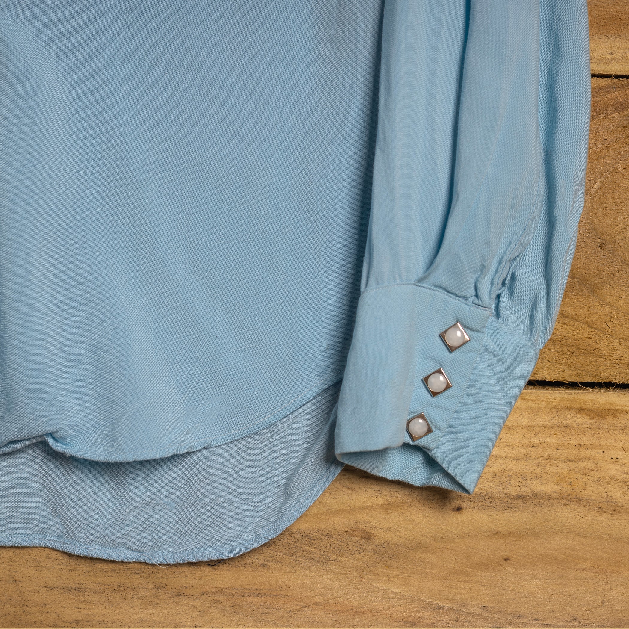 1950s Las Vegas Cowboy Joe Blue Embroidered Western Shirt - Pearl Snaps - Size M - Rare