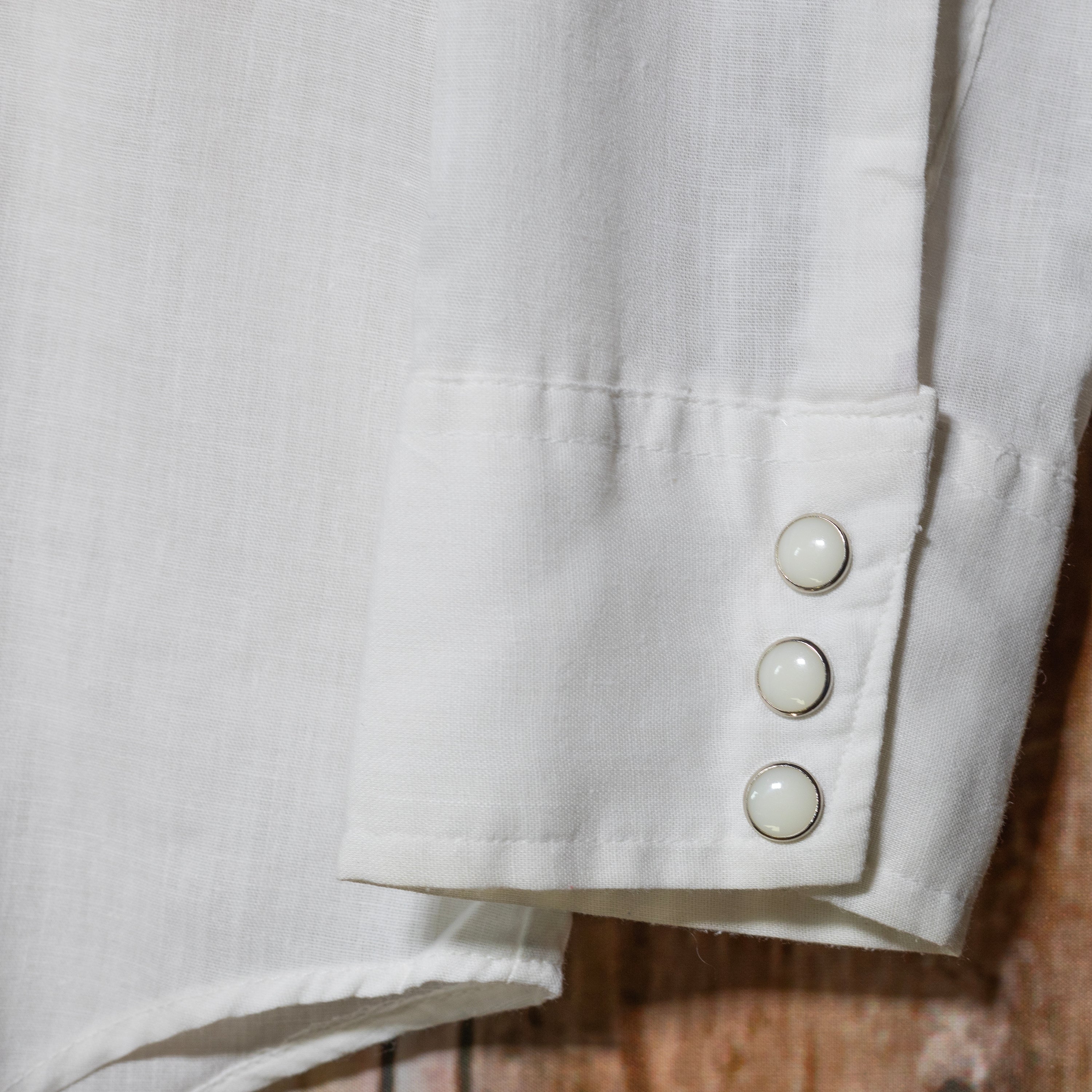 Vintage Cowboy Joe Atlantic Westerner Embroidered White Shirt M