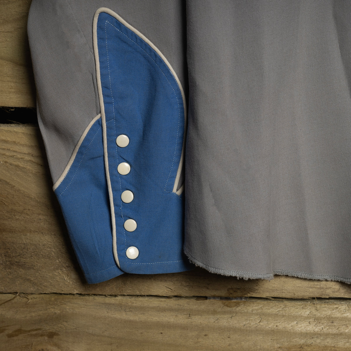 1950s Circle A Blue & Grey Gabardine Western Shirt L