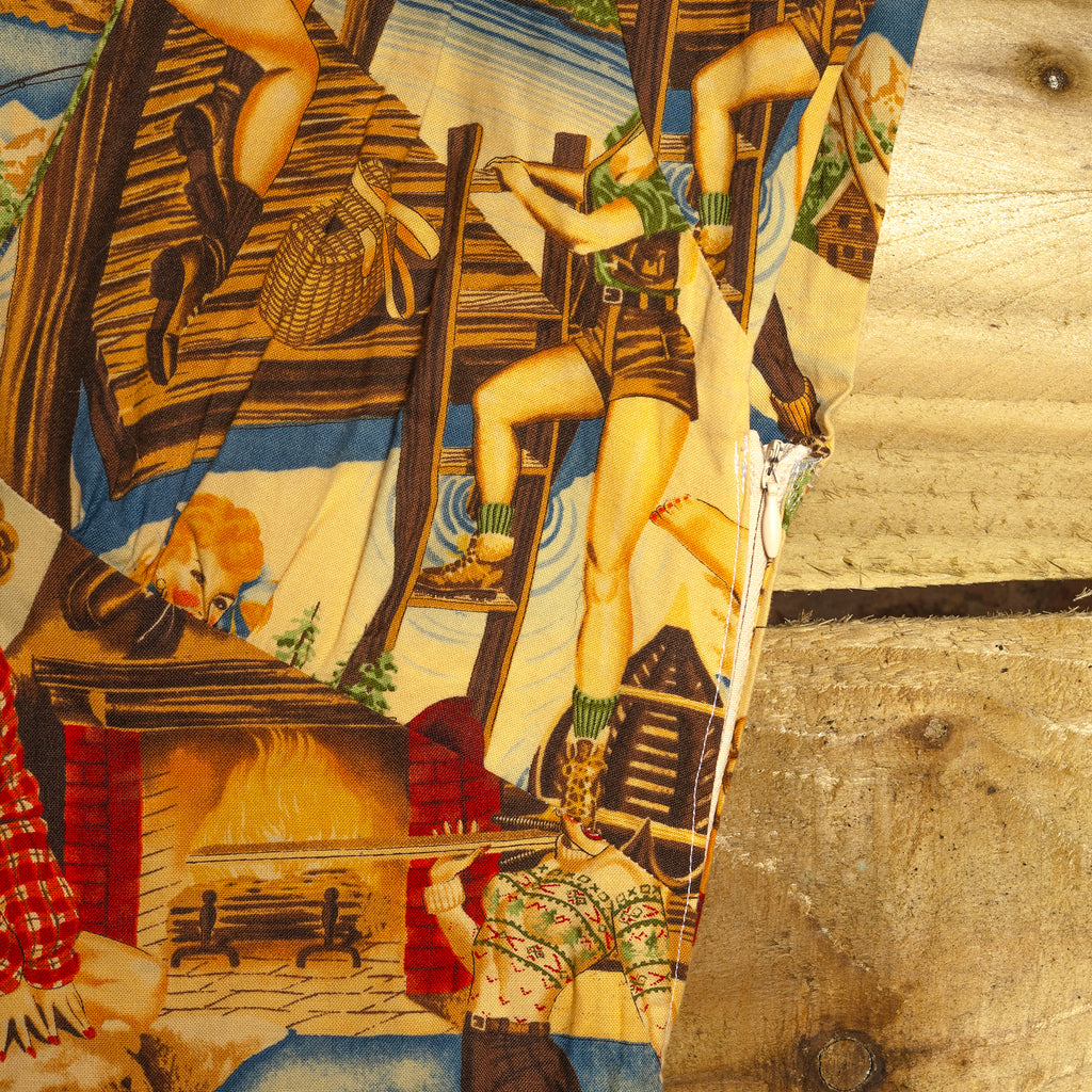 Handmade Cowgirl Printed A-Line Dress | Wilderness Scene | Size S (8-10)