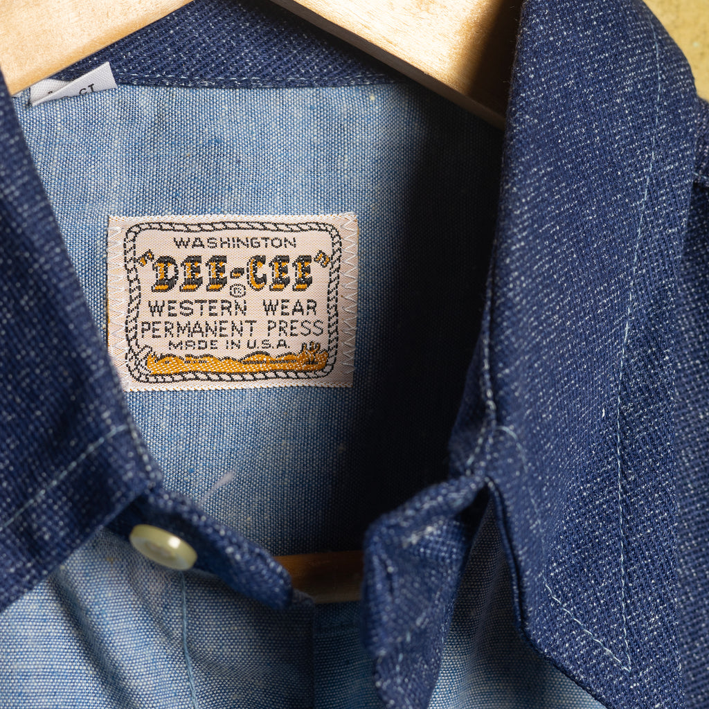 Deadstock Dee-Cee 2-Tone Blue Women's Pearl Snap Western Shirt – Size L