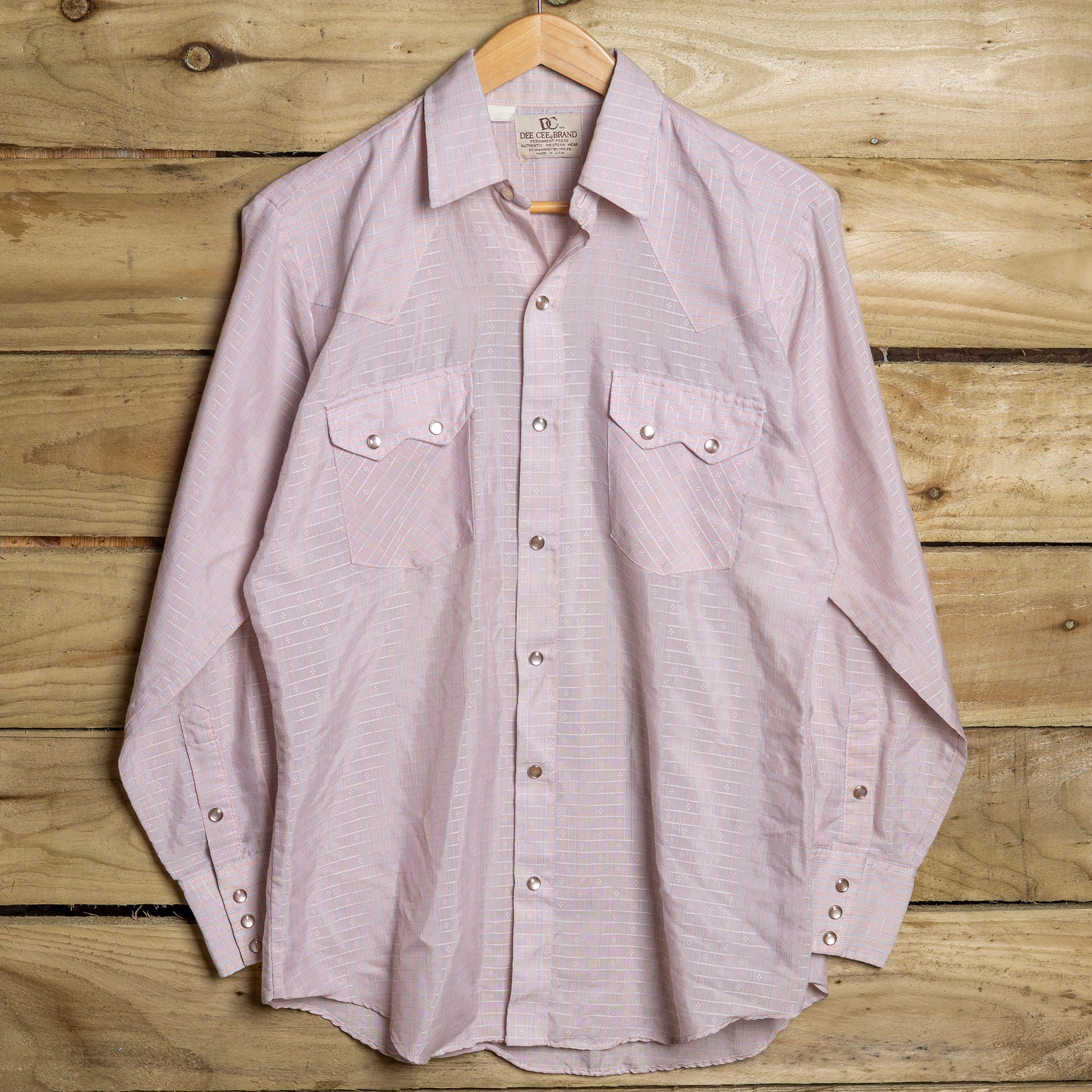 Vintage Dee Cee Pink & White Pearl Snap Western Shirt – Size L