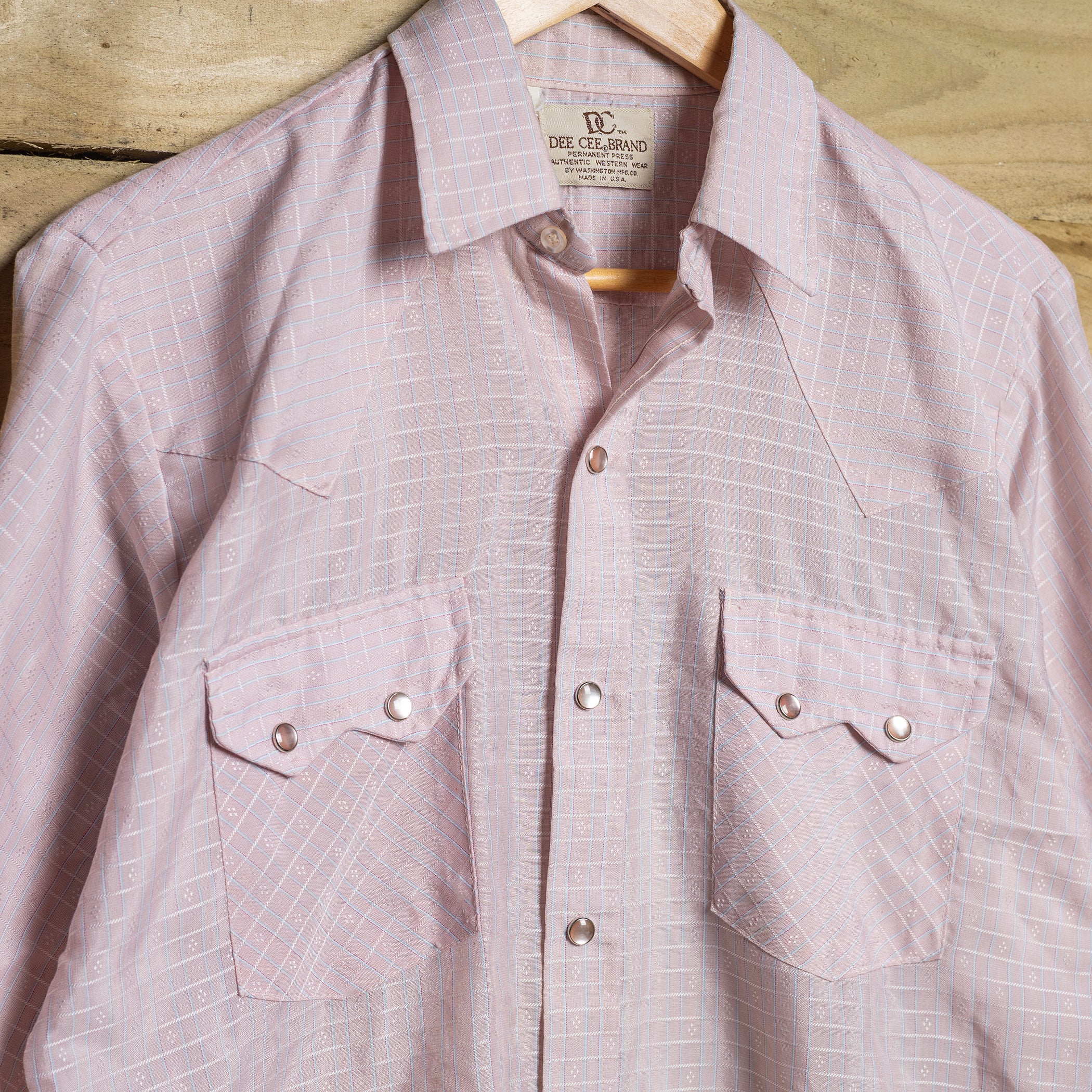 Vintage Dee Cee Pink & White Pearl Snap Western Shirt – Size L