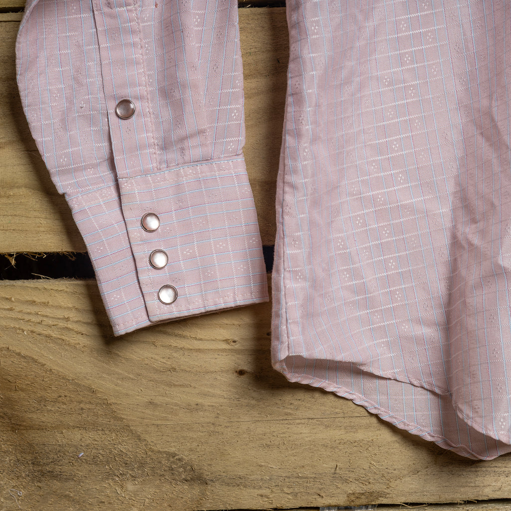 Vintage Dee Cee Pink & White Pearl Snap Western Shirt – Size L