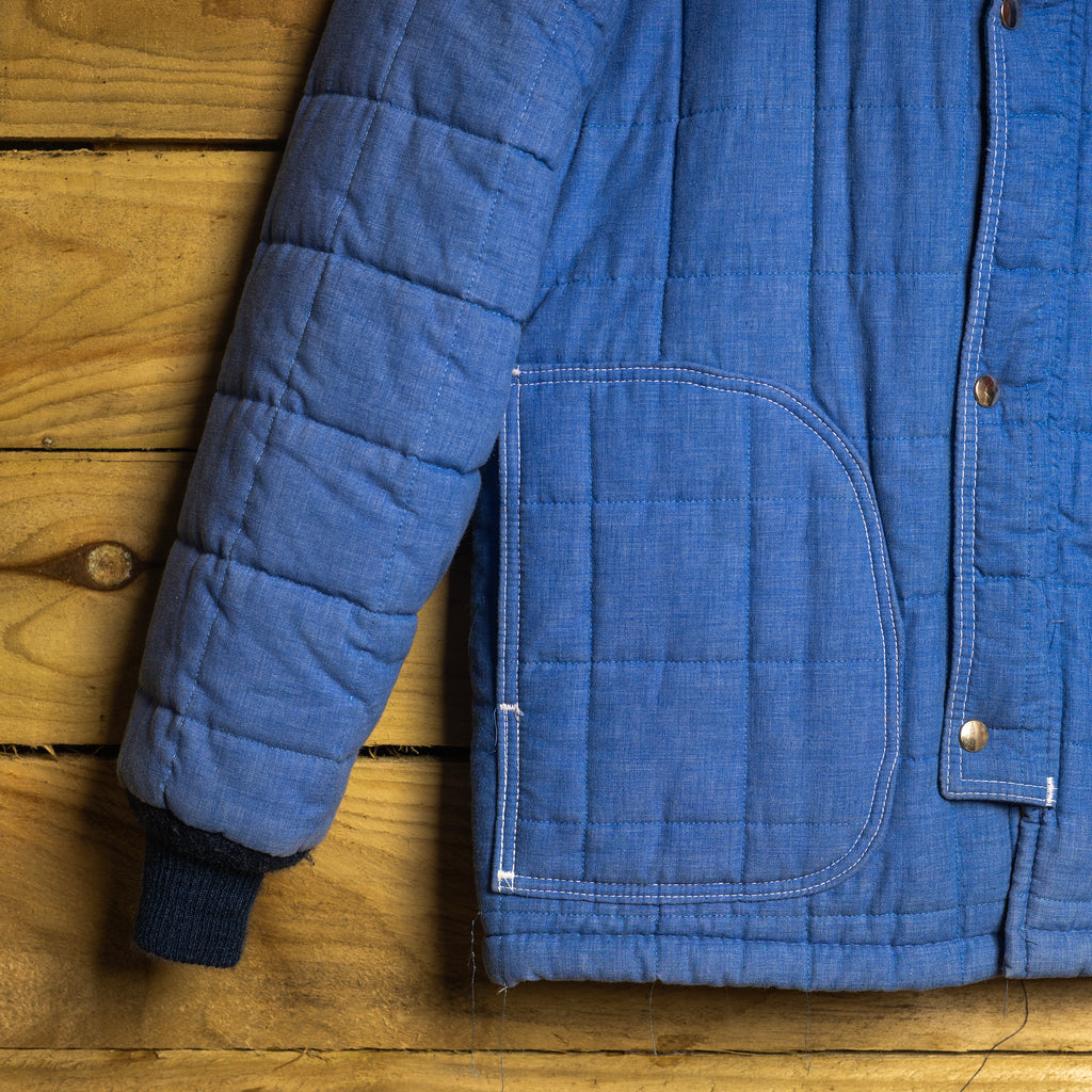 Vintage Weather Jack by Ely Blue Sherpa-Lined Western Jacket - Zip & Snap Closure - Size L