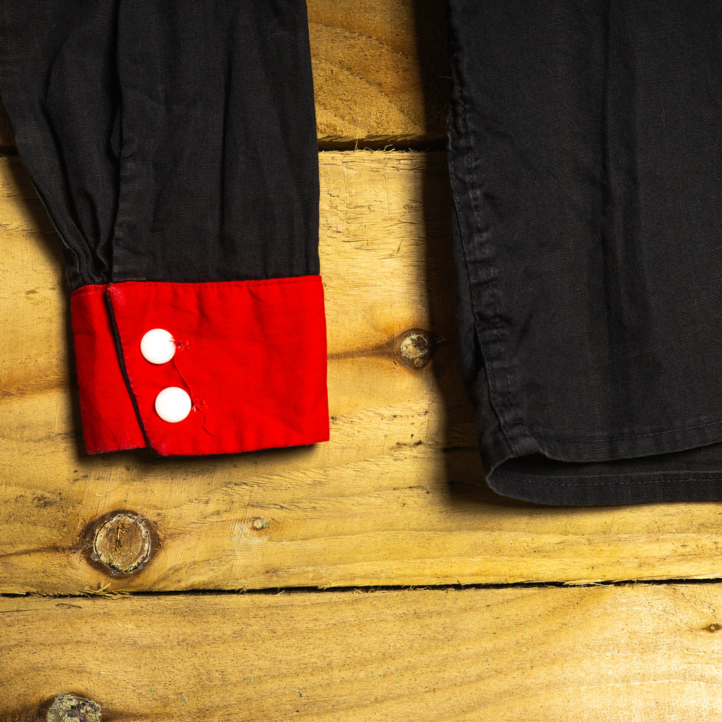 1970s Vintage Go West Black Embroidered Boys Western Shirt - Chest Pocket - Size 15