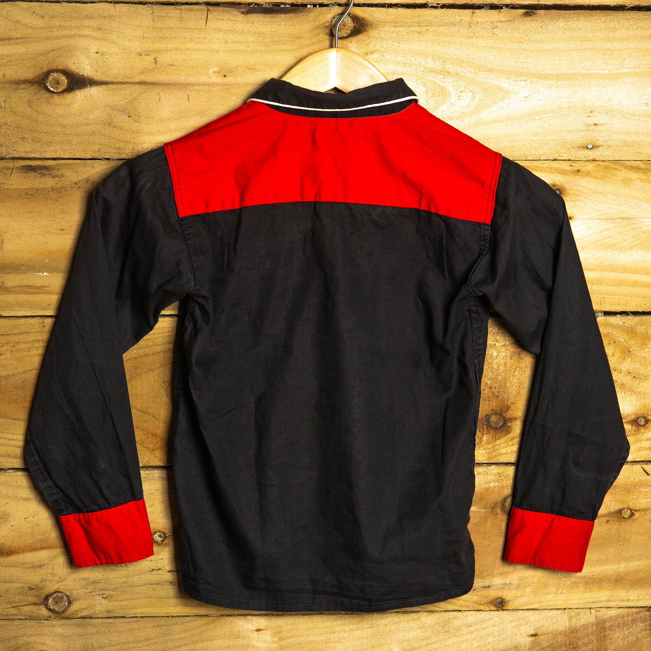 1970s Vintage Go West Black Embroidered Boys Western Shirt 15"