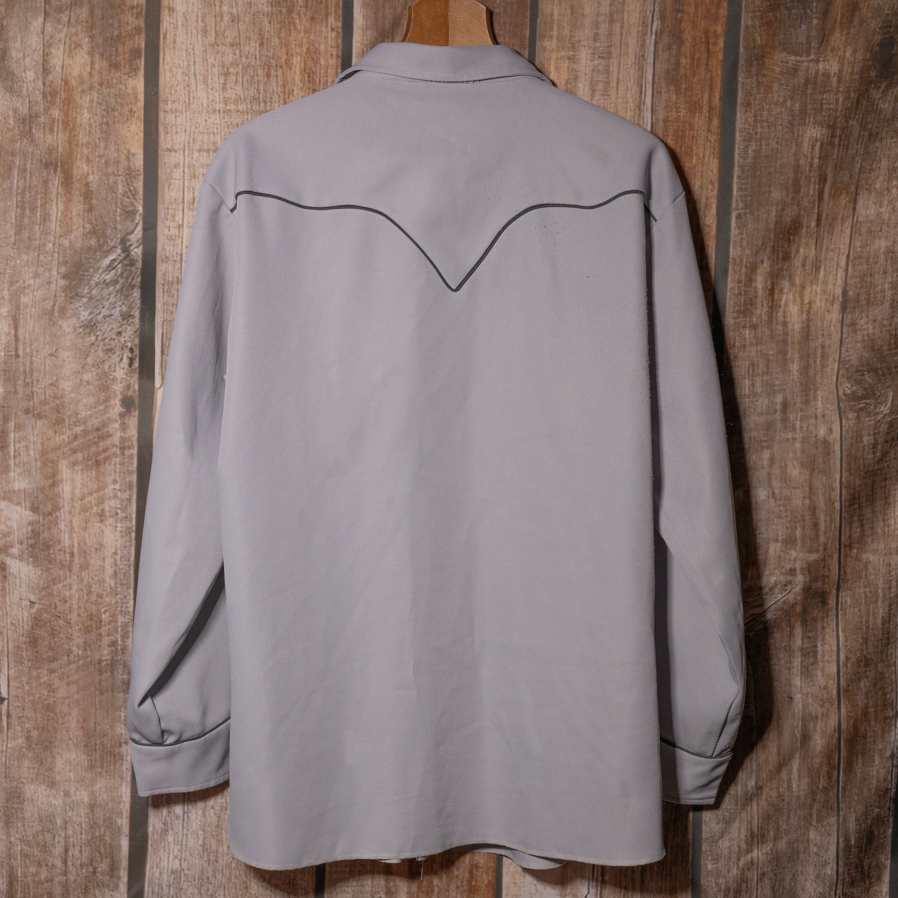 Vintage 1970s H Bar C California Ranchwear Embroidered Bass Guitars Grey Shirt XL