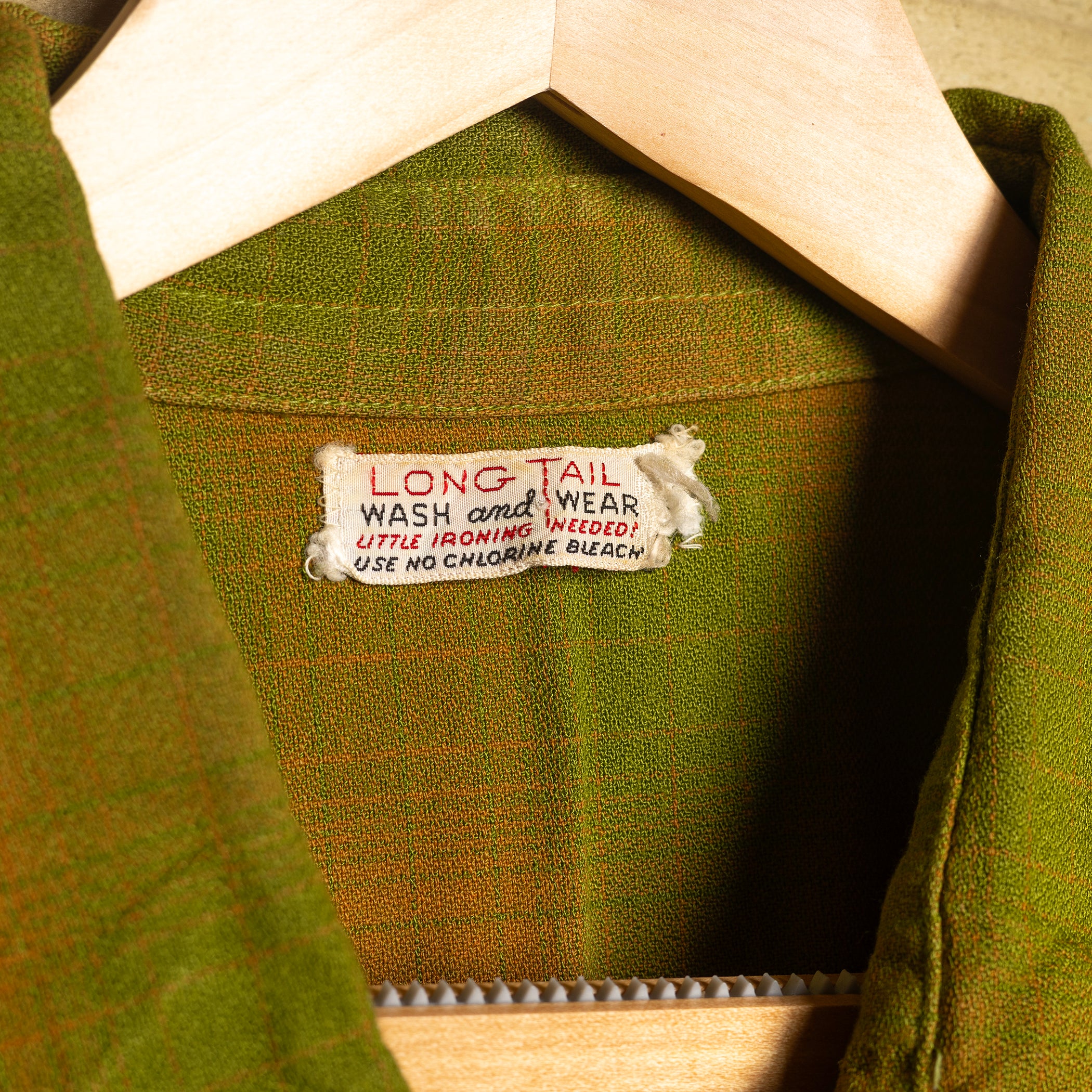 Vintage Green & Brown Longtail Western Shirt — Pearl Snaps, Sawtooth Pockets | L