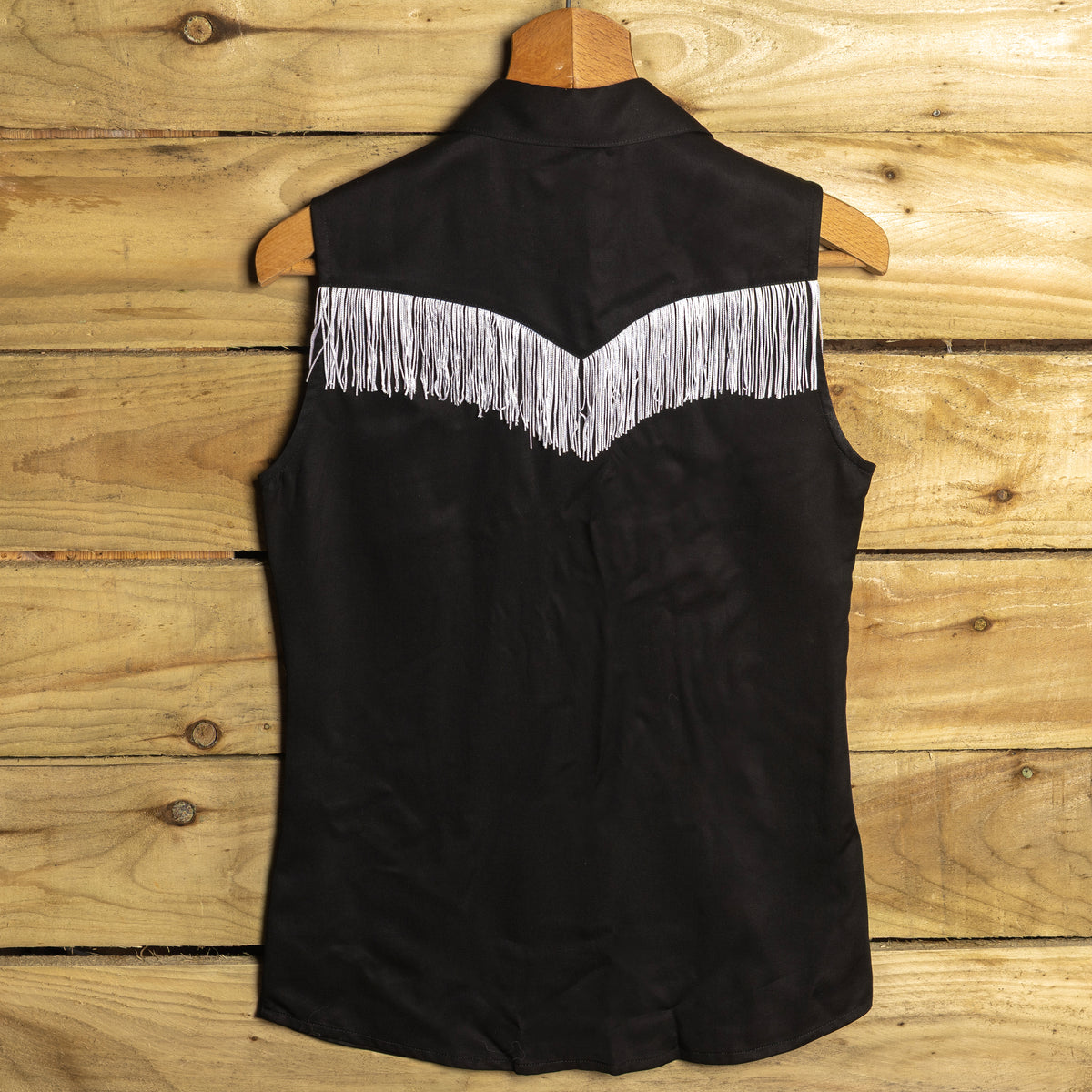 H Bar C Tulsa Black Sleeveless Tencel Western Top – S 8–10