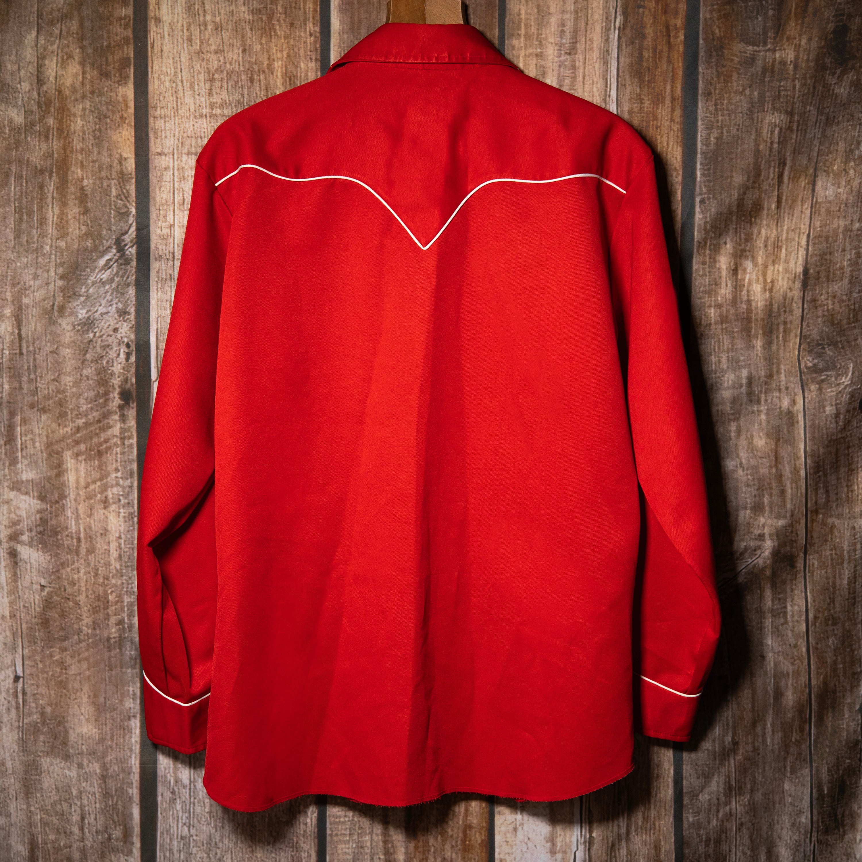 Vintage 1970s H Bar C California Ranchwear Embroidered Red Western Shirt XL