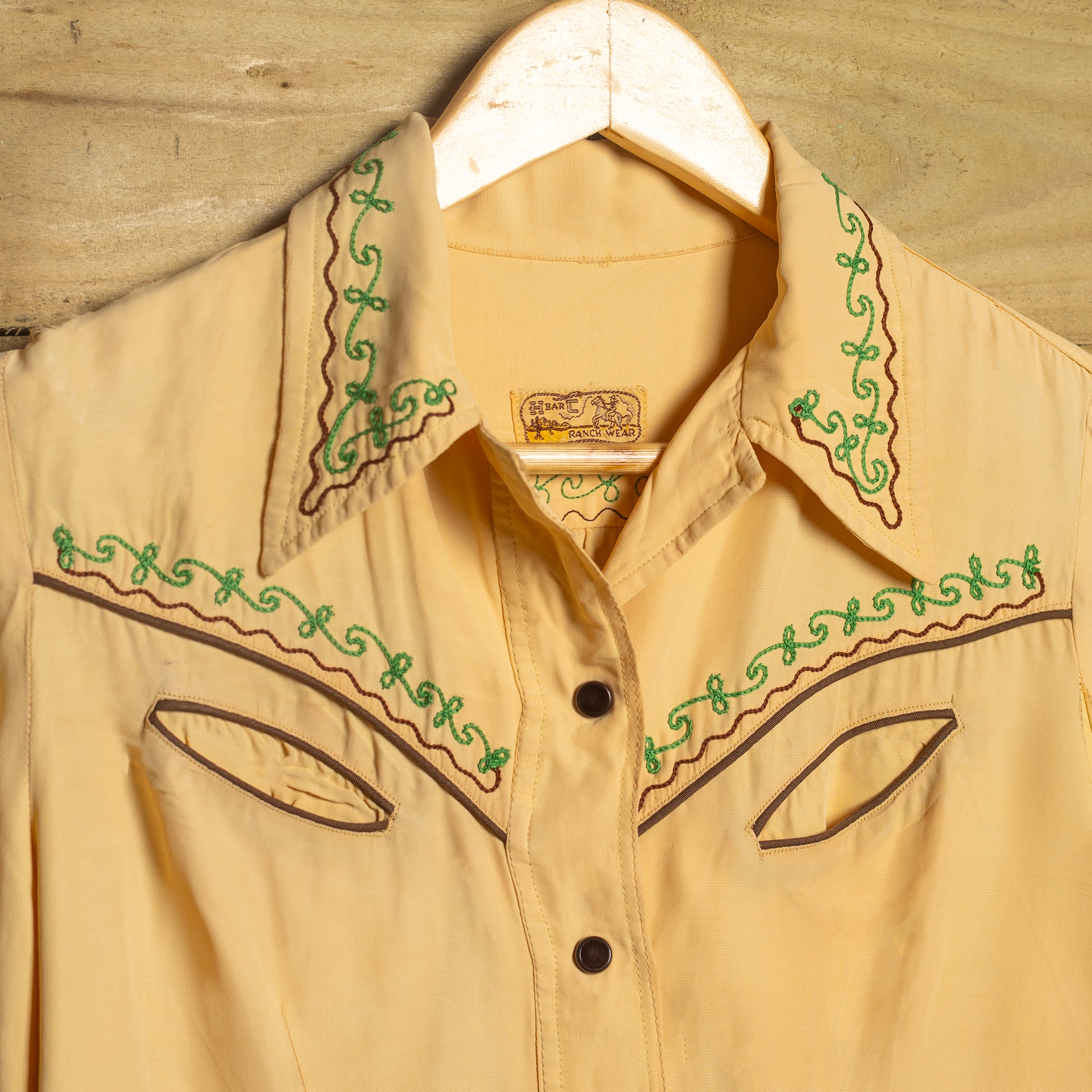 1940s H Bar C California Ranchwear Embroidered Western Shirt - Pearl Snaps - Size XS - Rare