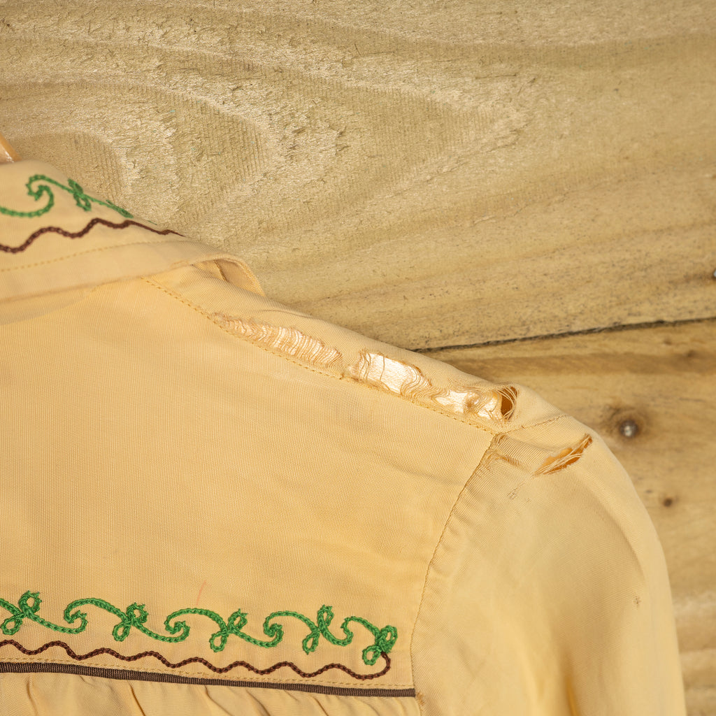 1940s H Bar C California Ranchwear Embroidered Western Shirt - Pearl Snaps - Size XS - Rare