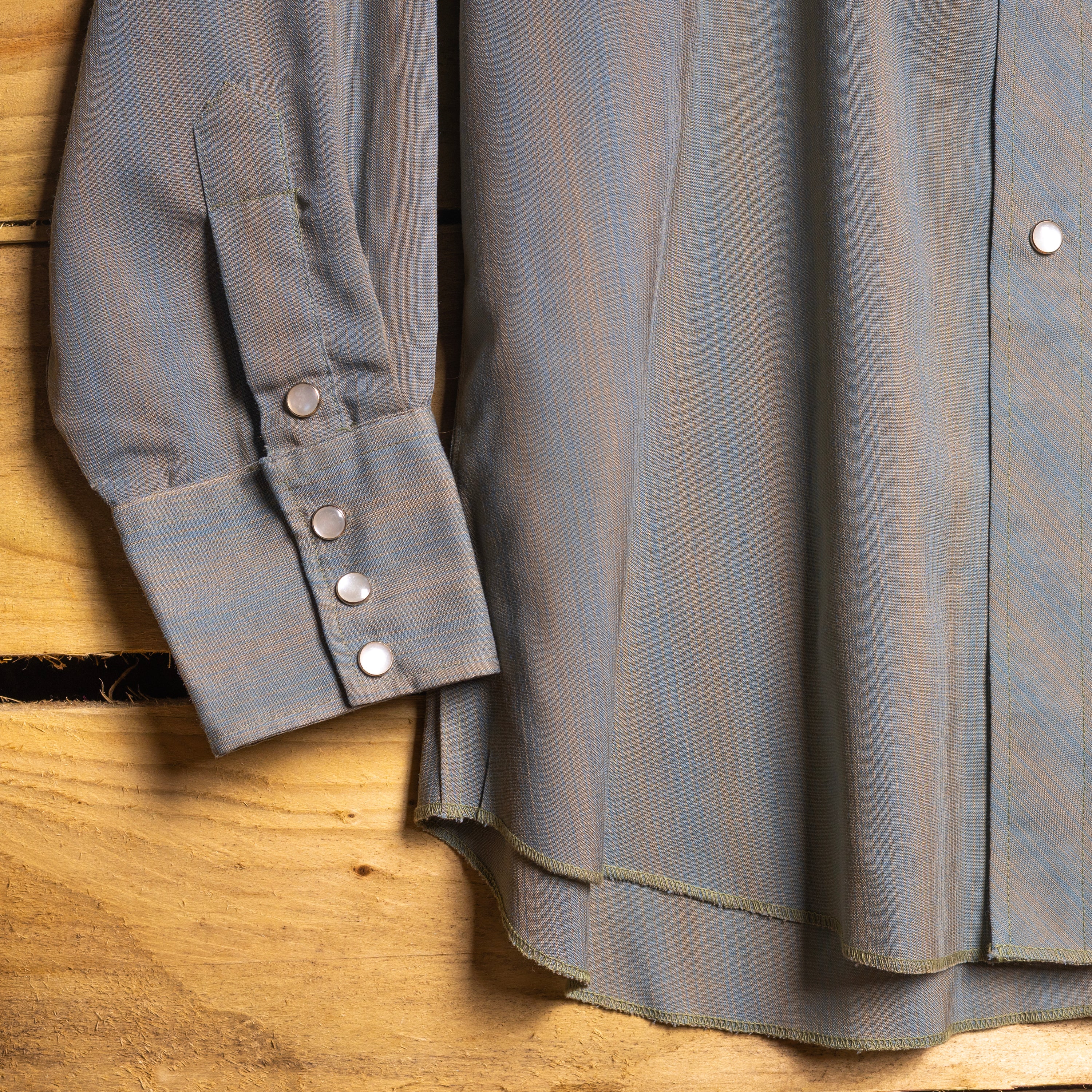 H Bar C California Ranchwear 1950s Vintage Grey & Tan Pearl Snap Western Shirt — Size L