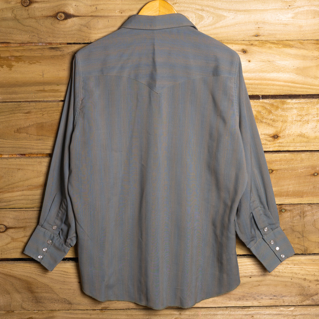 H Bar C California Ranchwear 1950s Vintage Grey & Tan Pearl Snap Western Shirt — Size L