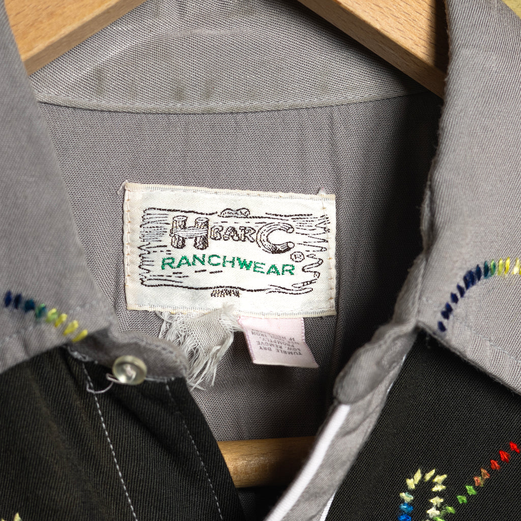1950s Vintage H Bar C Ranchwear Grey Gabardine Western Shirt