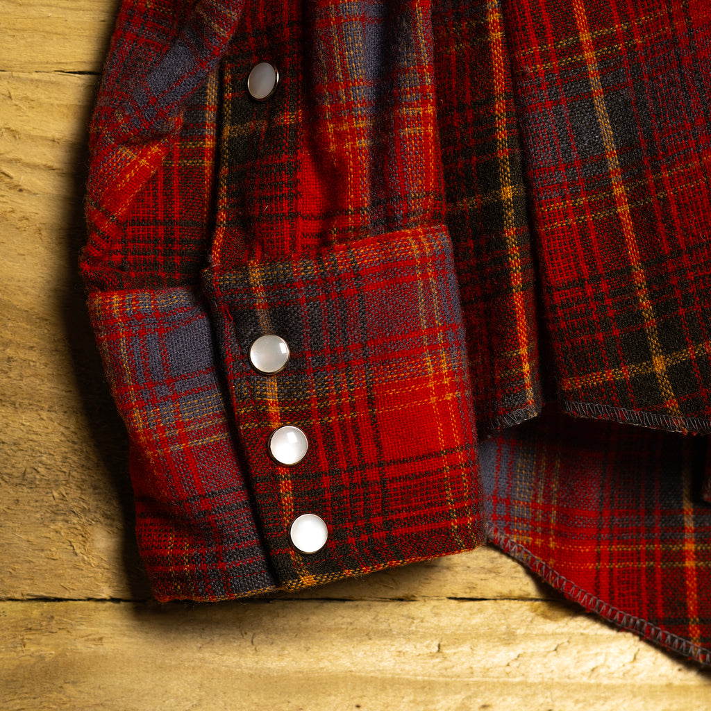 1960s H Bar C California Ranchwear Plaid Wool Western Shirt - Pearl Snaps - Size XL