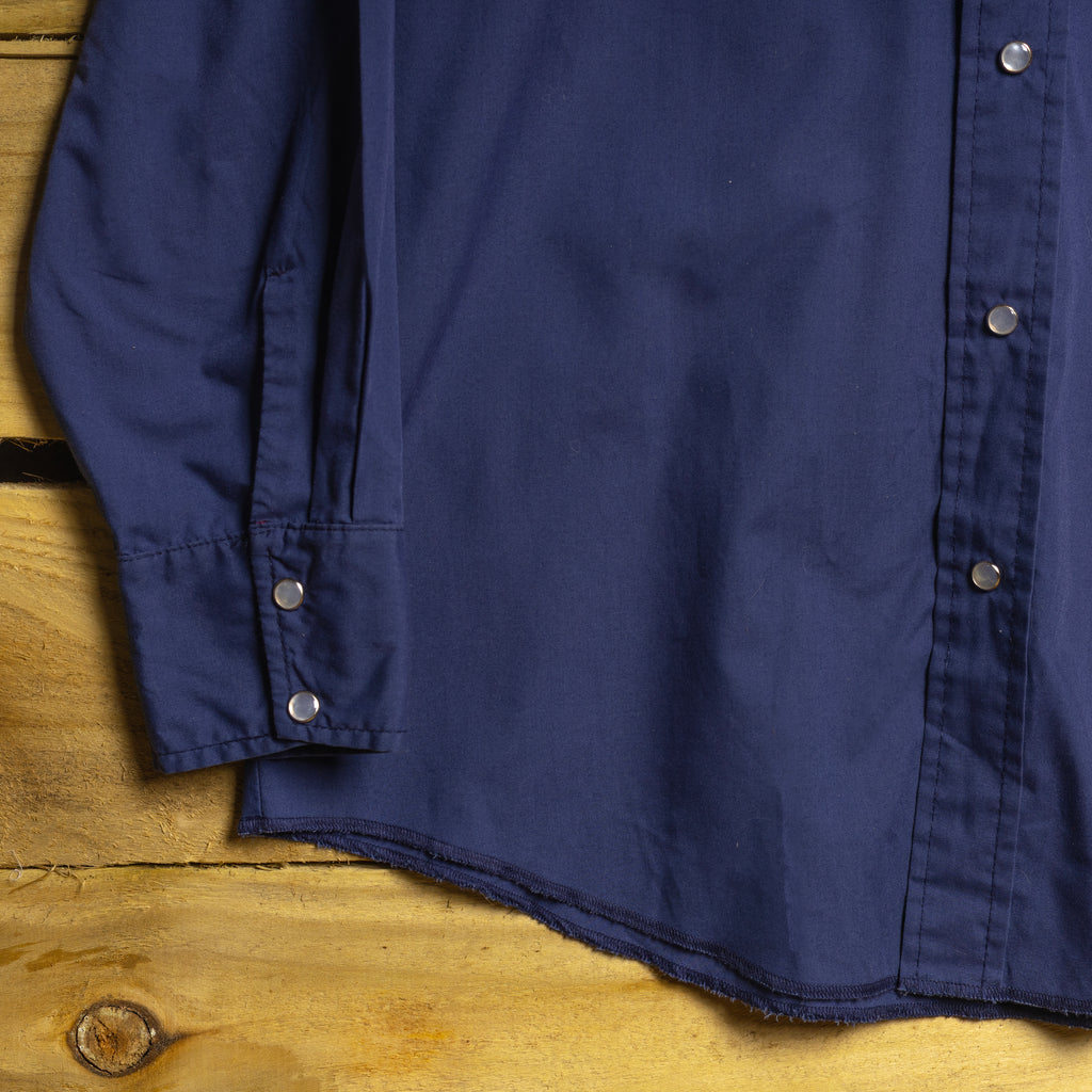 H Bar C California Ranchwear Vintage Blue USA Flag Pearl Snap Western Shirt — Size L