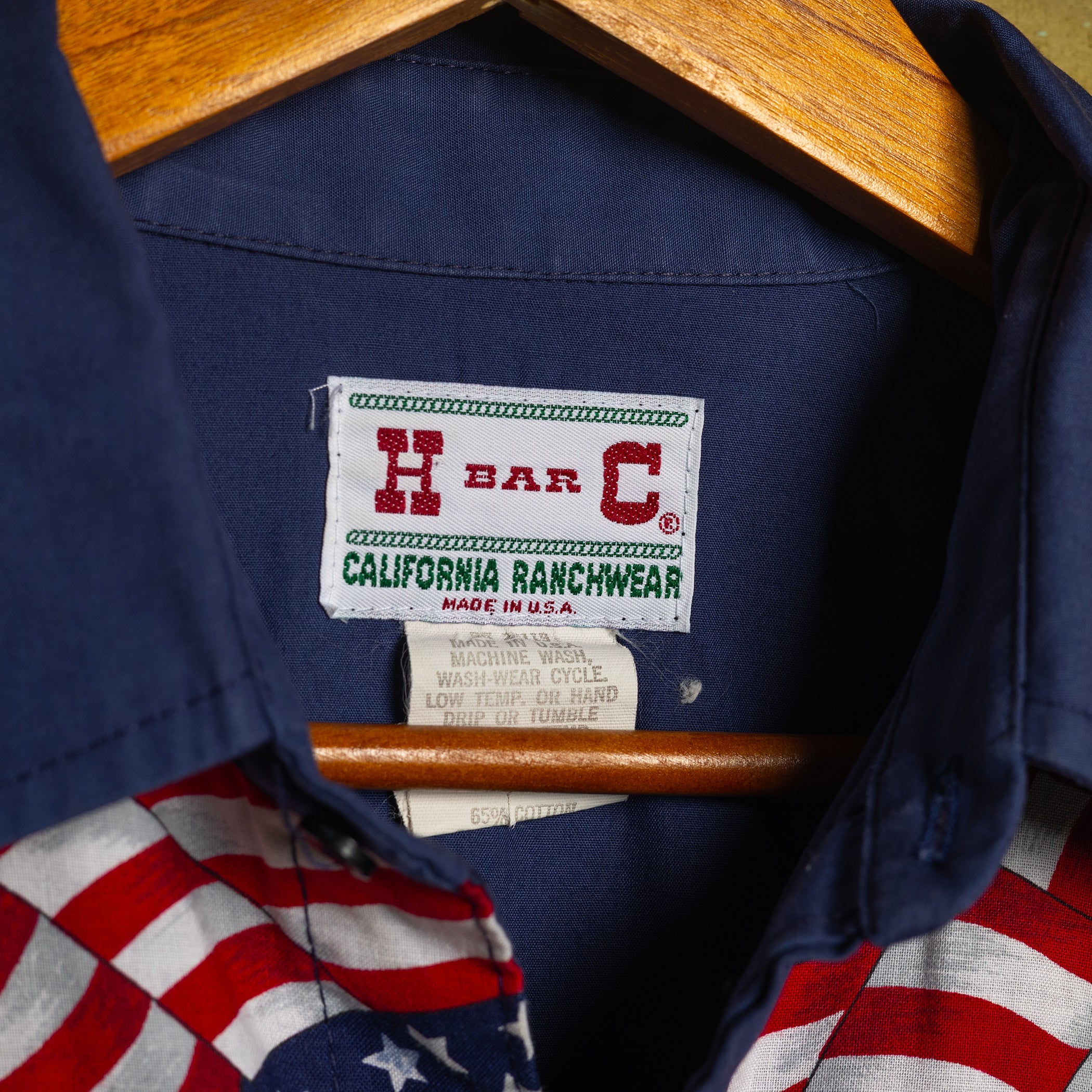 Vintage H Bar C California Ranchwear Stars & Stripes Western Shirt - Pearl Snaps - Size M - Patriotic