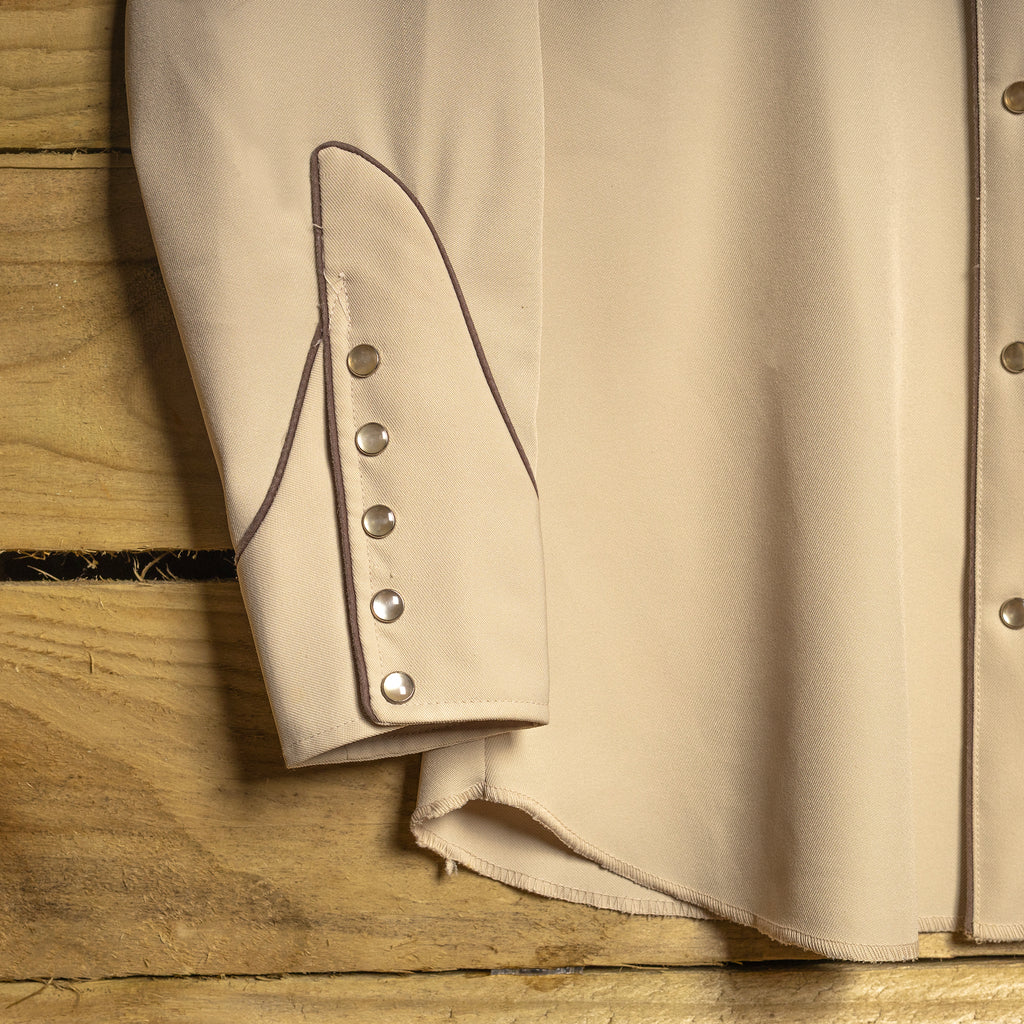 Vintage H Bar C California Ranchwear Embroidered Beige Western Shirt | Pearl Snaps | Size M