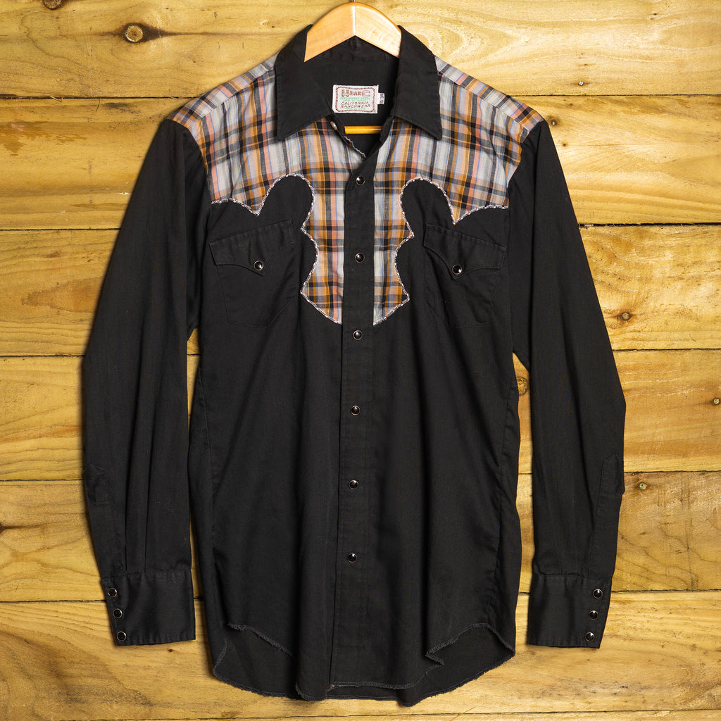 H Bar C California Ranchwear Women's Black Western Shirt - Pearl Snaps - Size M/10
