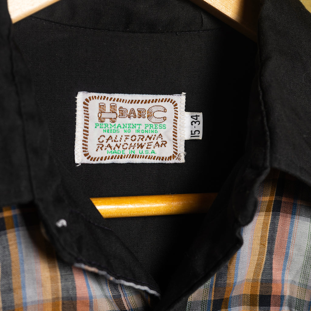 H Bar C California Ranchwear Women's Black Western Shirt - Pearl Snaps - Size M/10