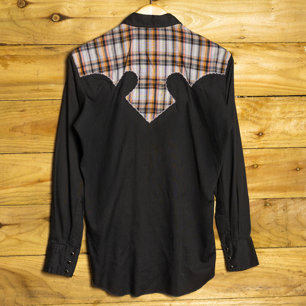H Bar C California Ranchwear Women's Black Western Shirt - Pearl Snaps - Size M/10